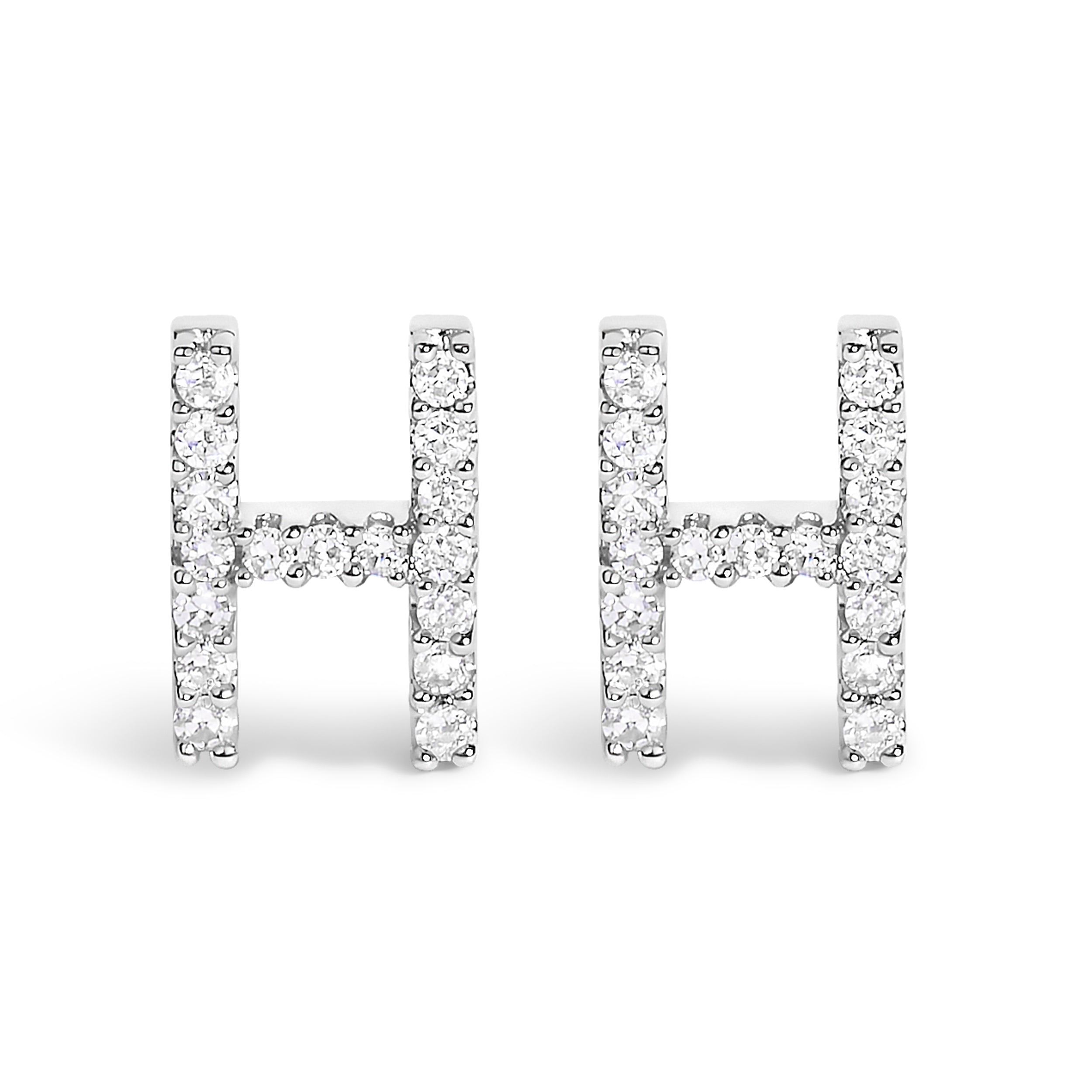 10K White Gold 1/10 Cttw Diamond Initial â€œAâ€ Stud Earring