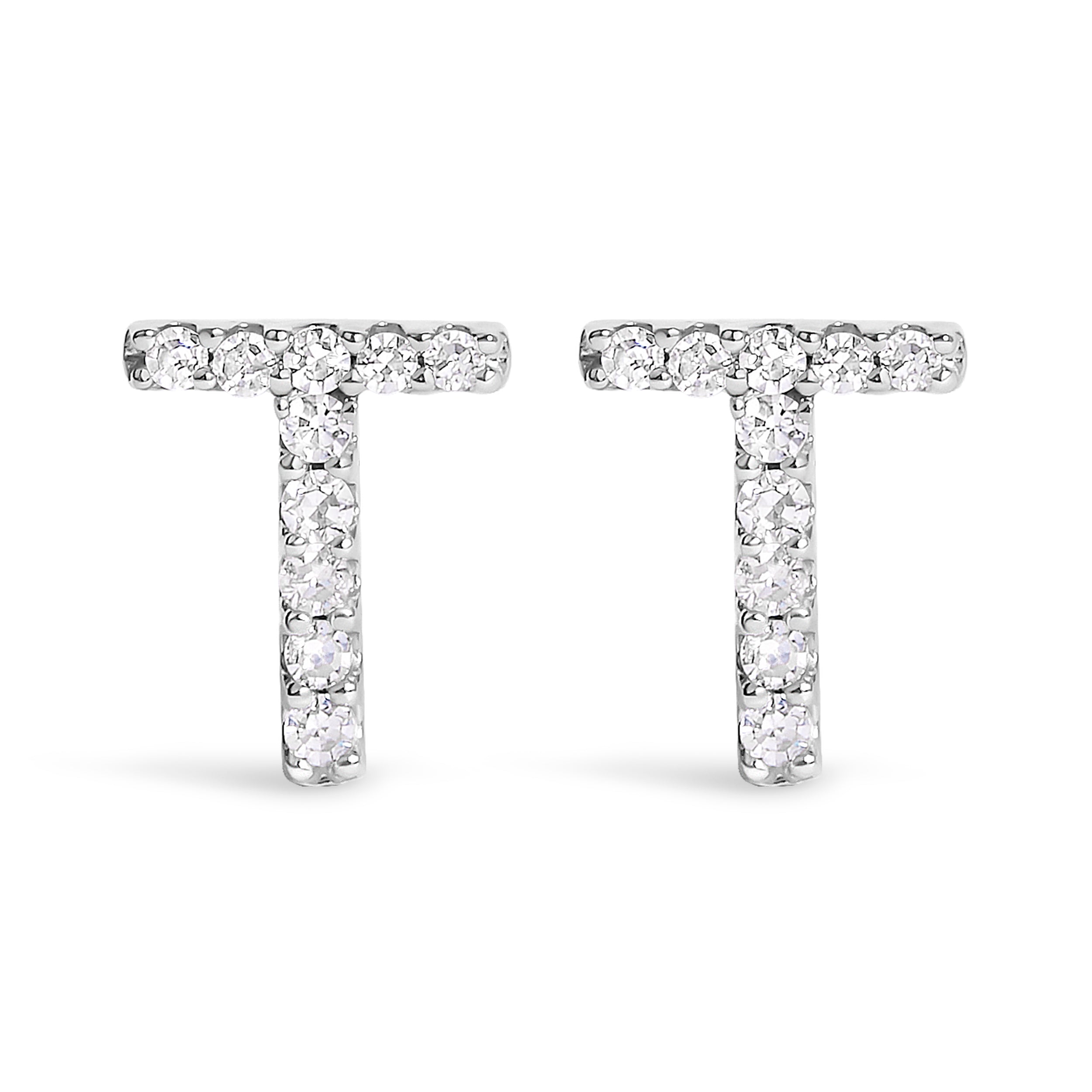 10K White Gold 1/10 Cttw Diamond Initial â€œAâ€ Stud Earring