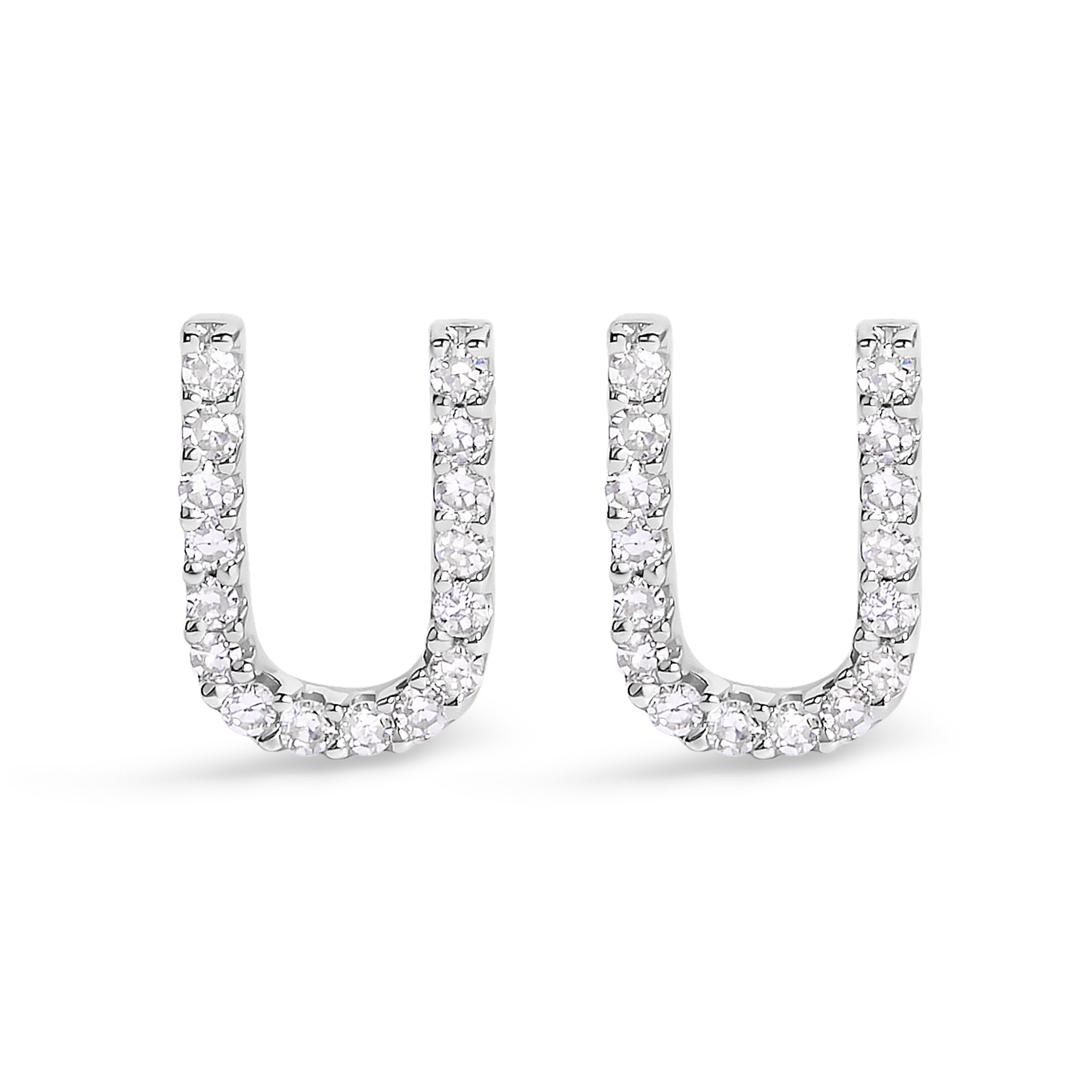 10K White Gold 1/10 Cttw Diamond Initial â€œAâ€ Stud Earring