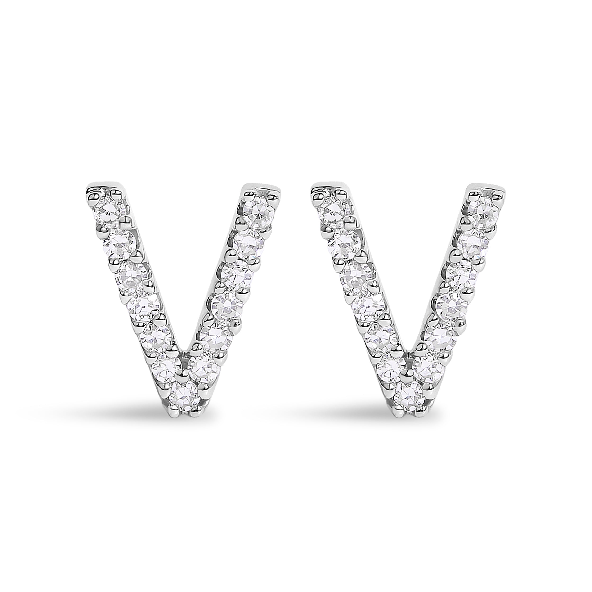 10K White Gold 1/10 Cttw Diamond Initial â€œAâ€ Stud Earring