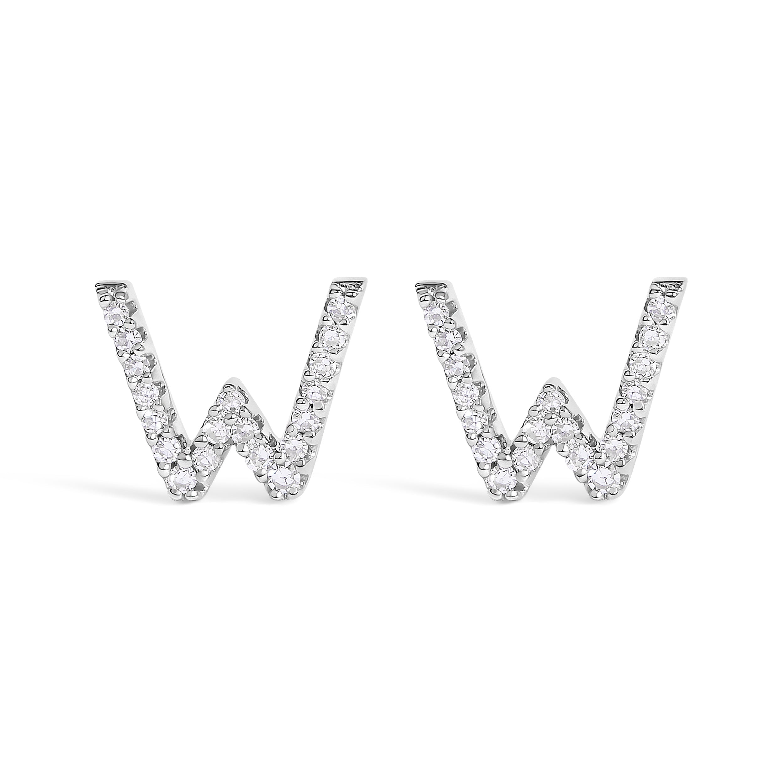 10K White Gold 1/10 Cttw Diamond Initial â€œAâ€ Stud Earring