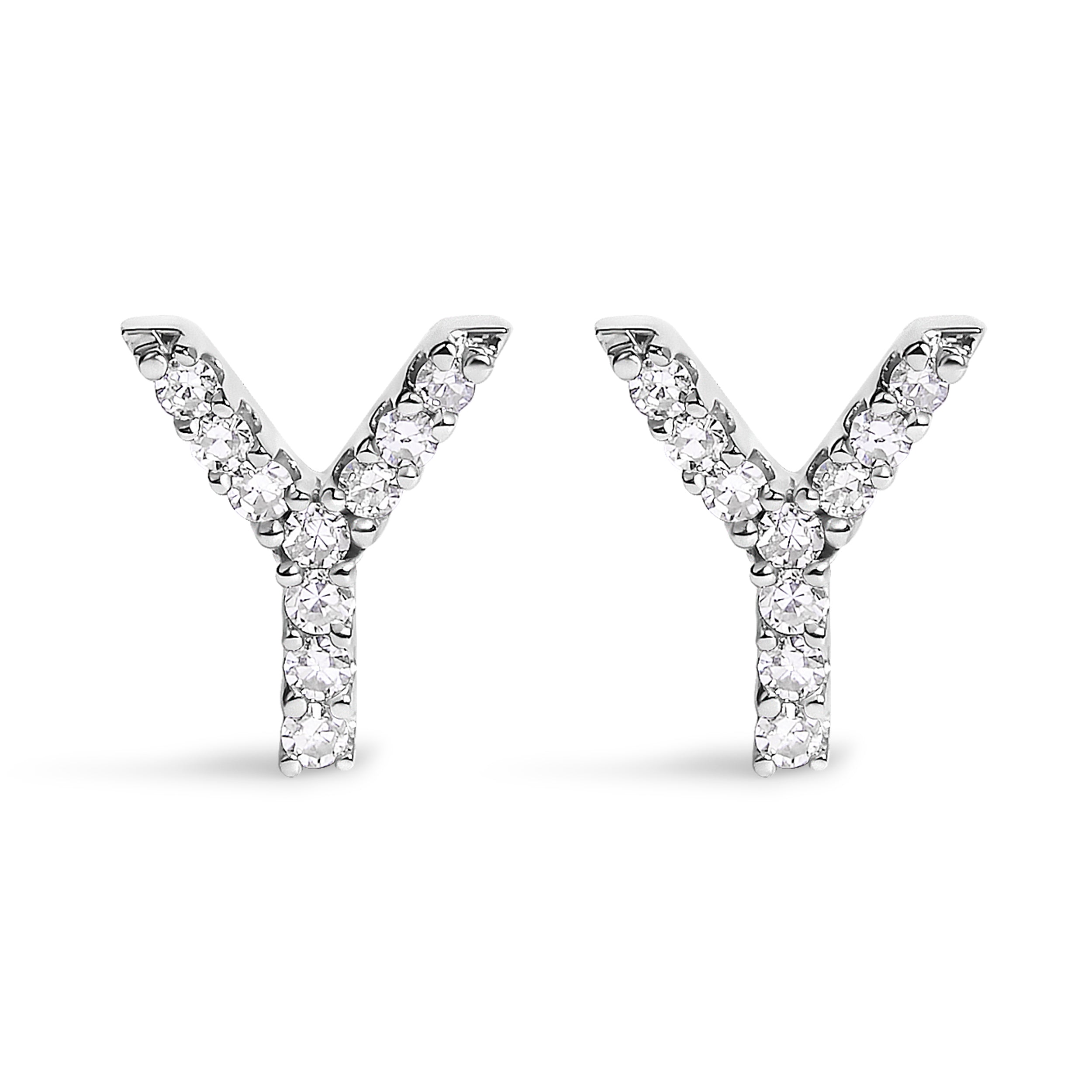10K White Gold 1/10 Cttw Diamond Initial â€œAâ€ Stud Earring
