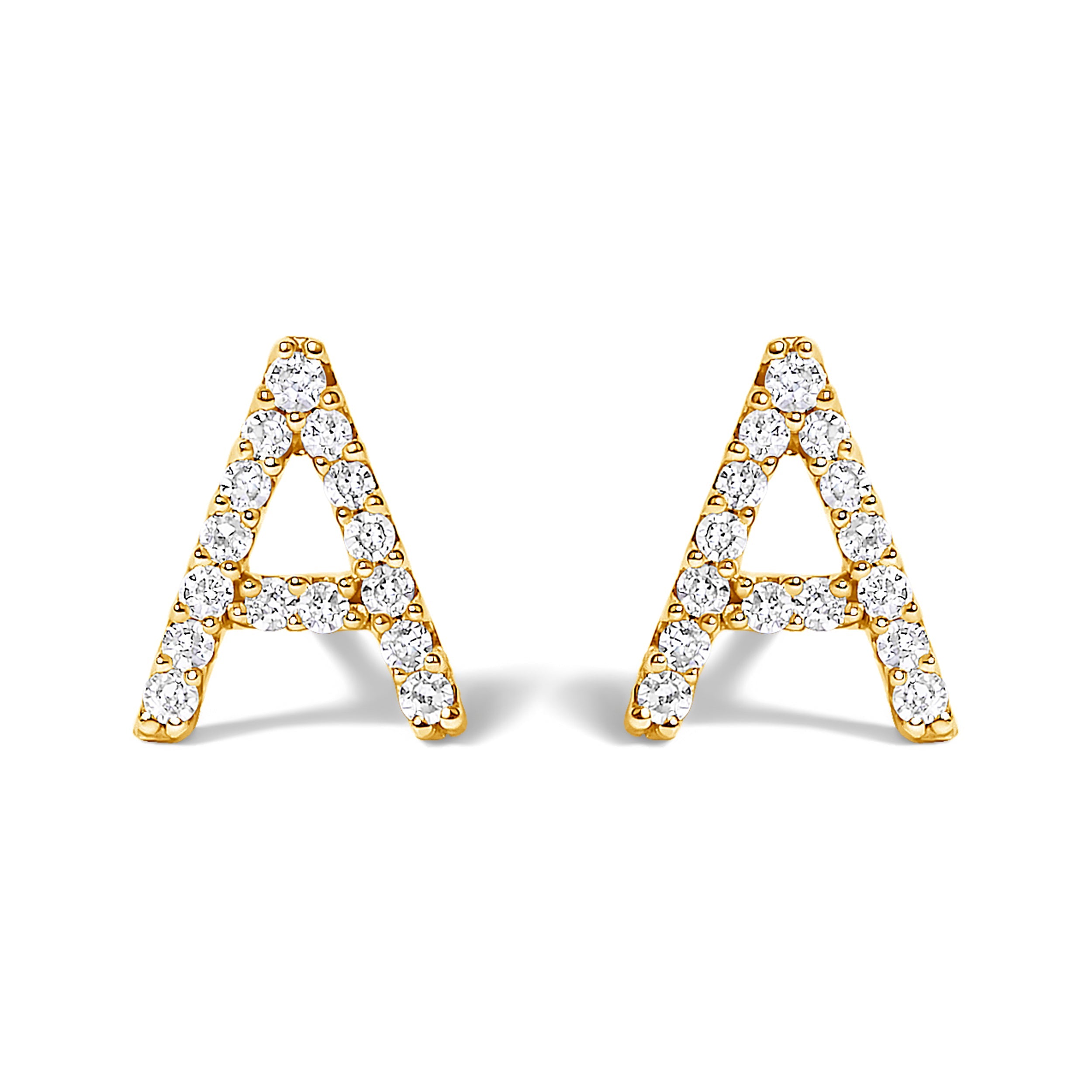 10K White Gold 1/10 Cttw Diamond Initial â€œAâ€ Stud Earring