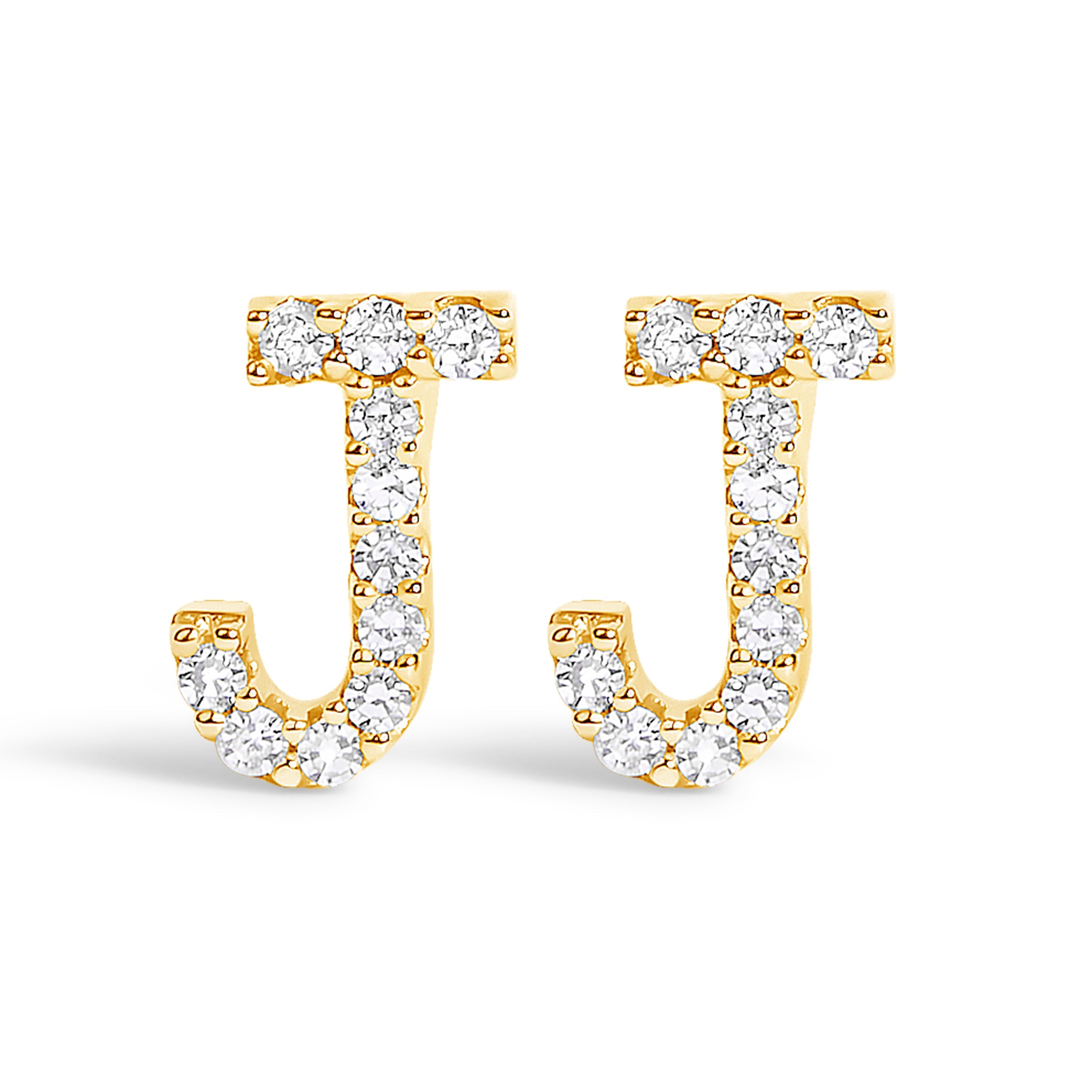 10K White Gold 1/10 Cttw Diamond Initial â€œAâ€ Stud Earring
