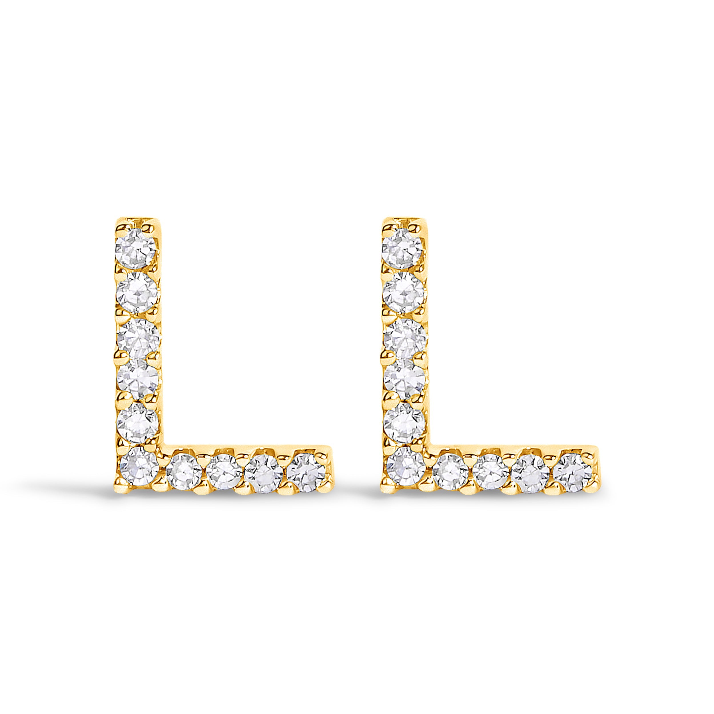 10K White Gold 1/10 Cttw Diamond Initial â€œAâ€ Stud Earring