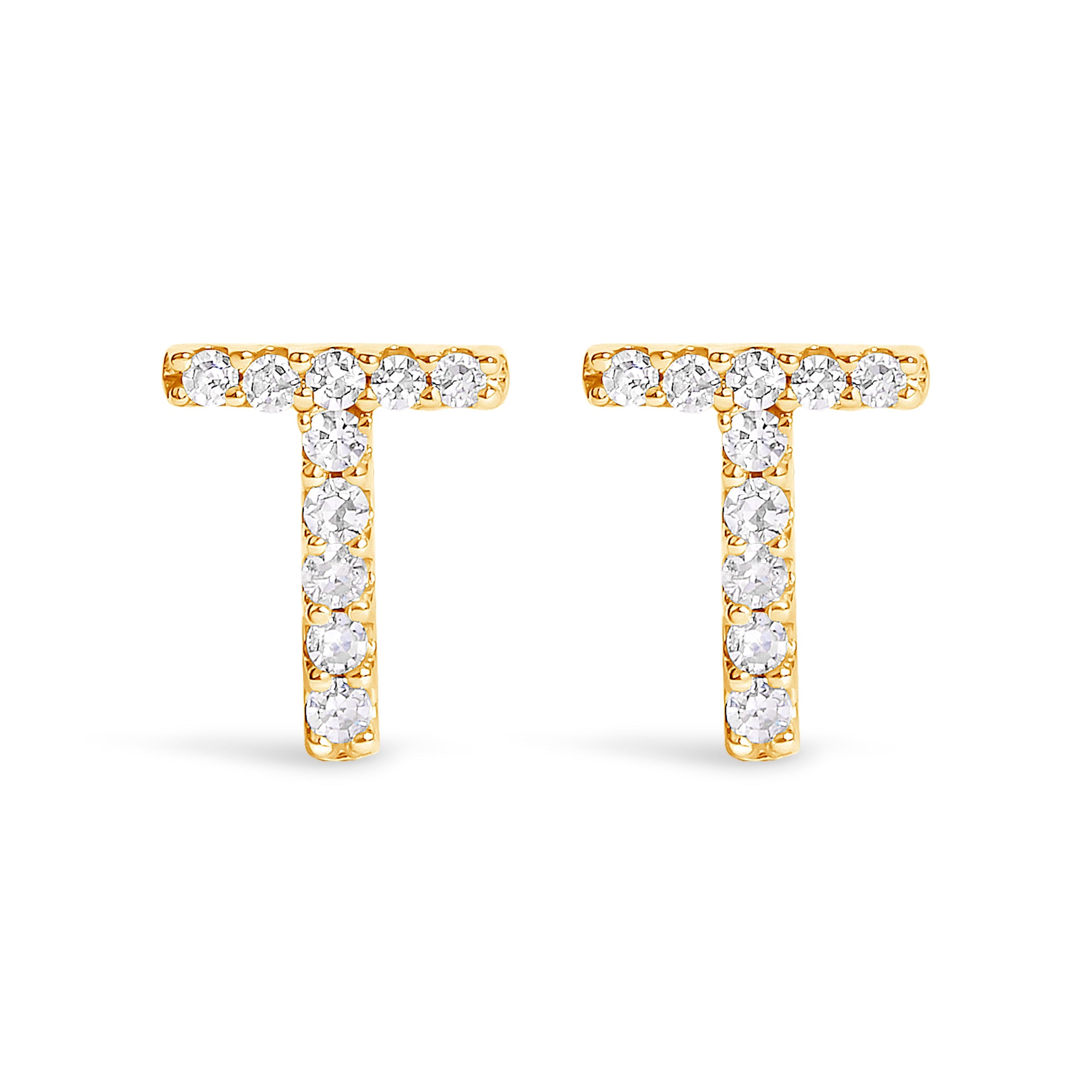 10K White Gold 1/10 Cttw Diamond Initial â€œAâ€ Stud Earring
