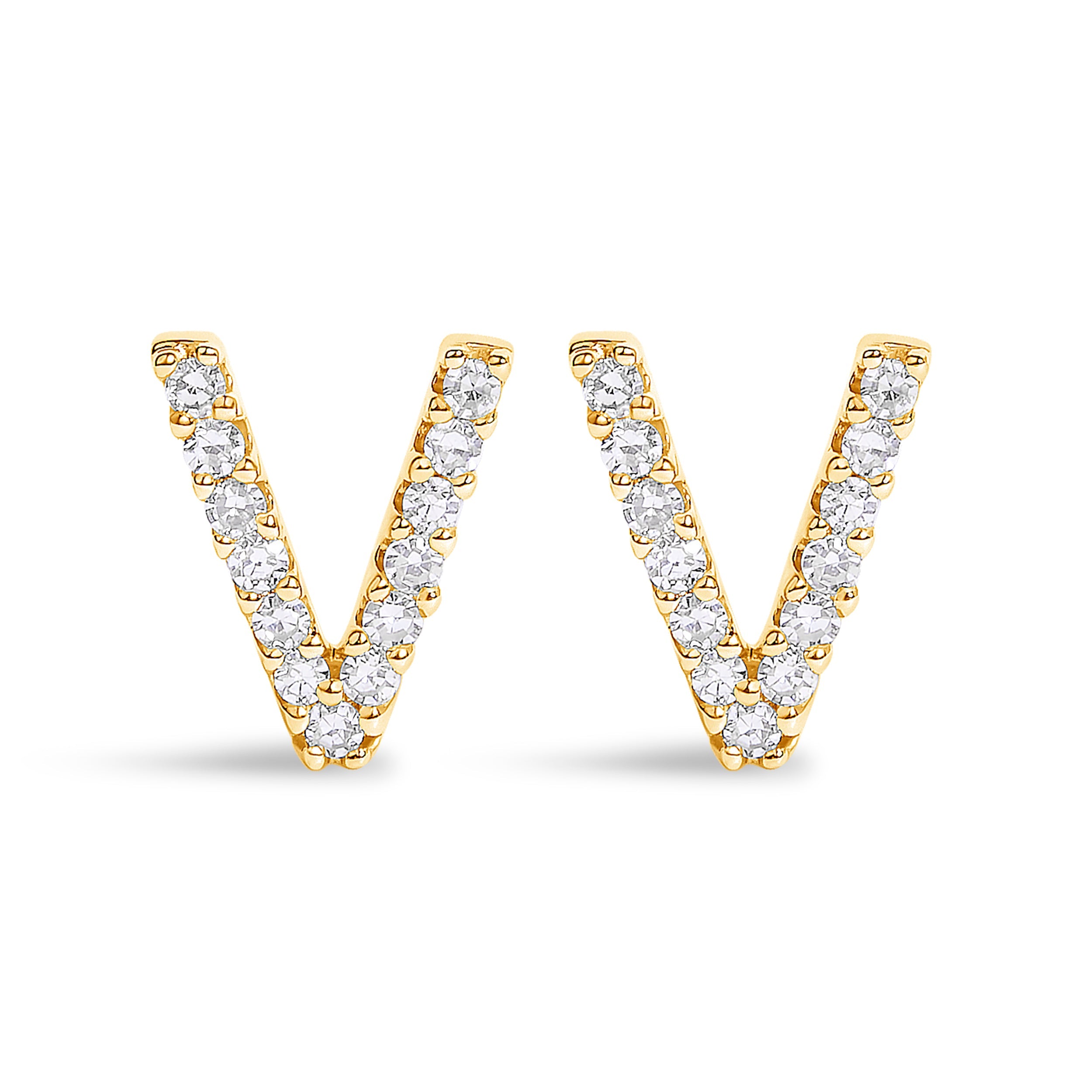 10K White Gold 1/10 Cttw Diamond Initial â€œAâ€ Stud Earring