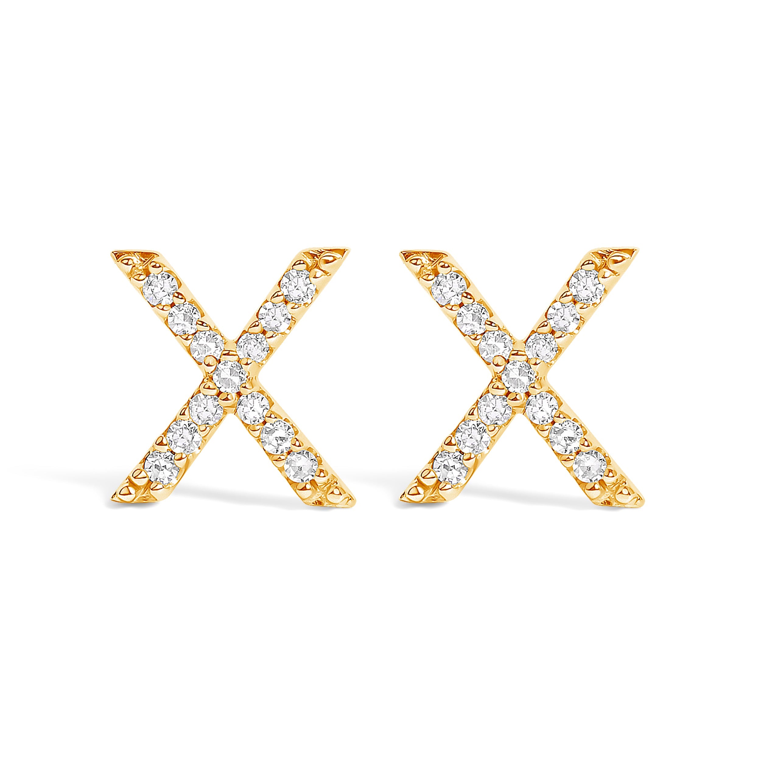 10K White Gold 1/10 Cttw Diamond Initial â€œAâ€ Stud Earring