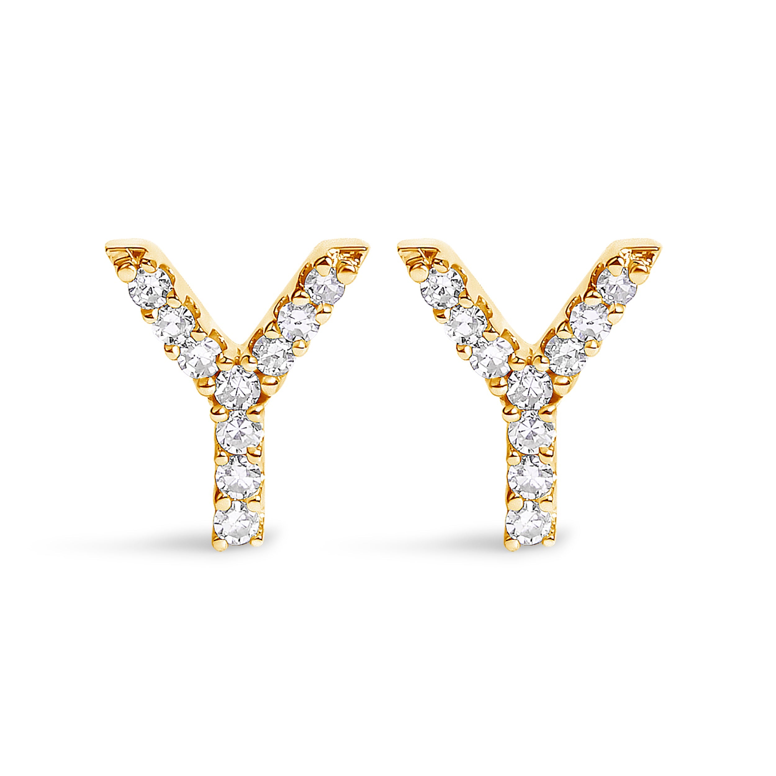 10K White Gold 1/10 Cttw Diamond Initial â€œAâ€ Stud Earring