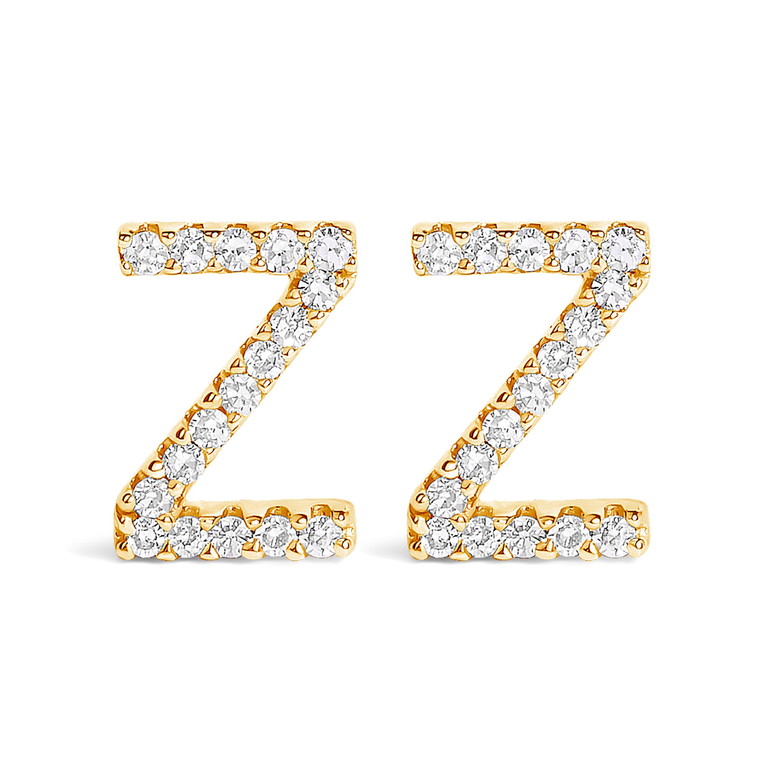 10K White Gold 1/10 Cttw Diamond Initial â€œAâ€ Stud Earring