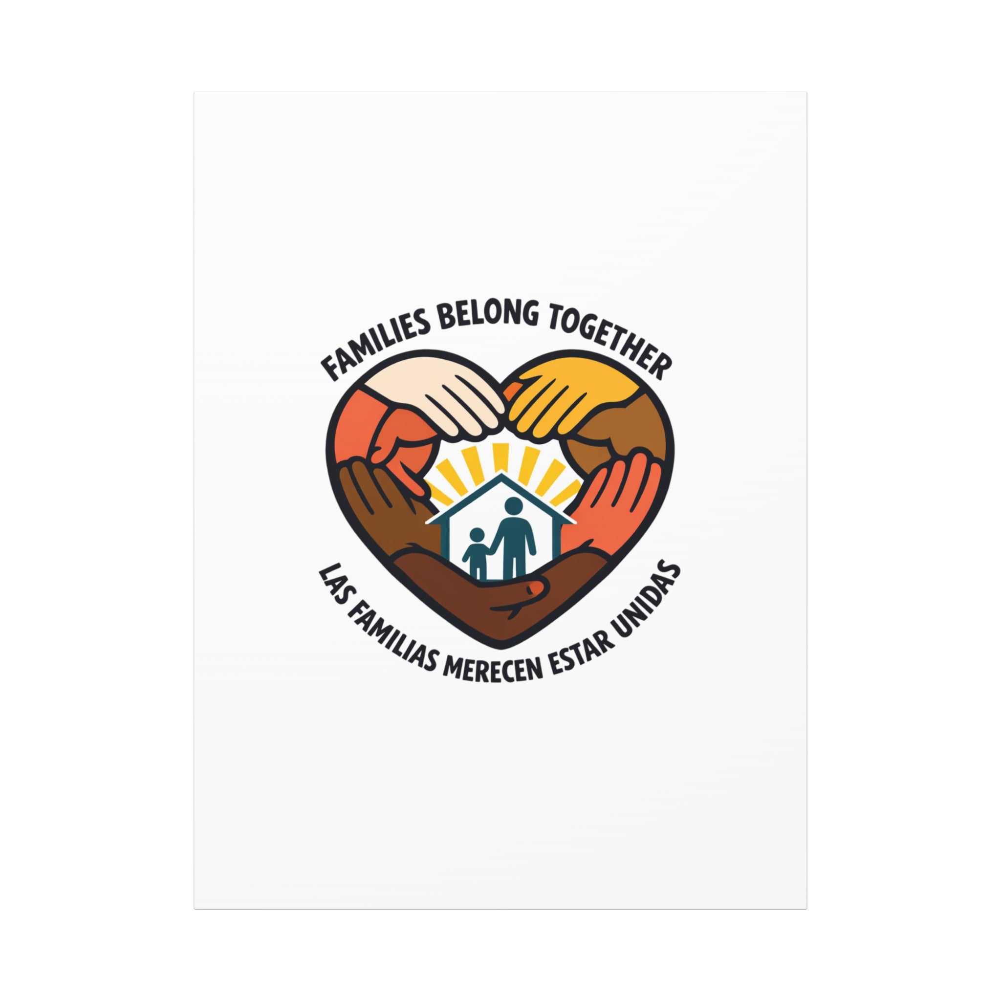 Families Belong Together Canvas, family unity solidarity, bilingual inclusive decor