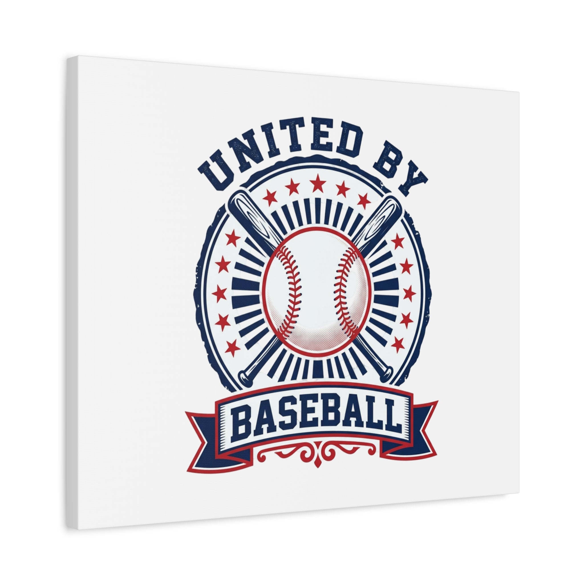 United by Baseball Canvas | Patriotic Baseball Graphic, Red White Blue Wall Art