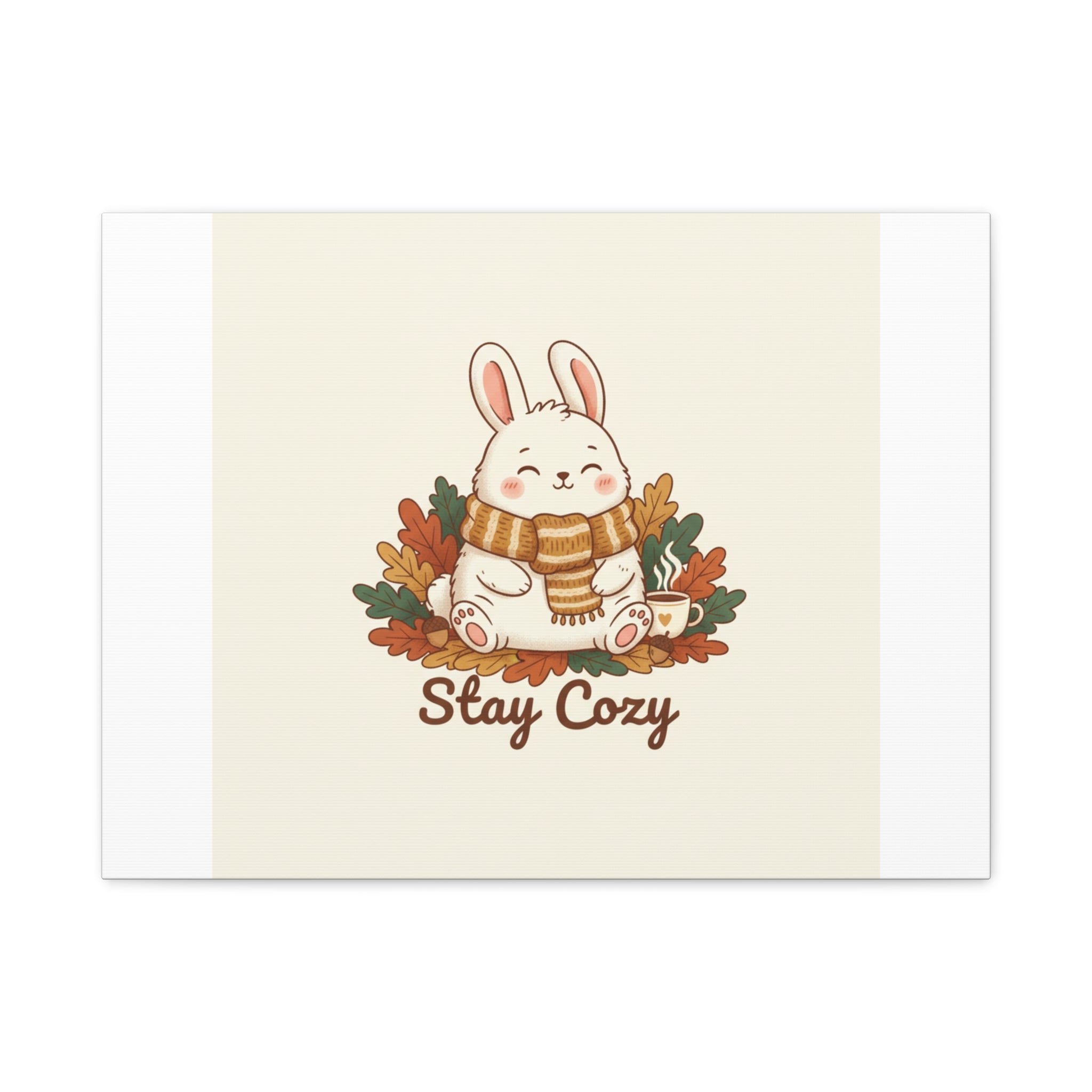 Cozy Bunny Illustration Canvas | Cute Critter Winter Forest Art