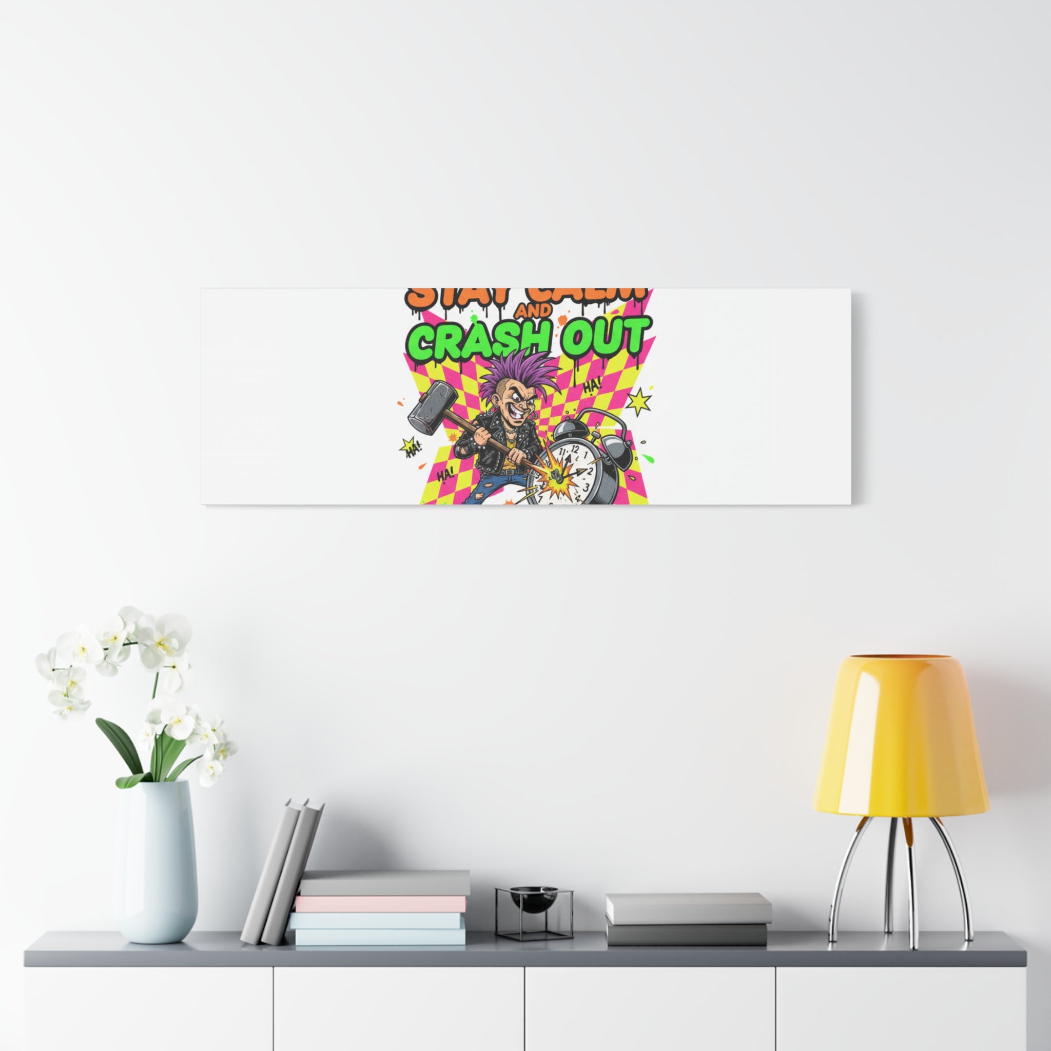 Stay Calm and Crash Out Canvas | neon skate graffiti, meltdown art
