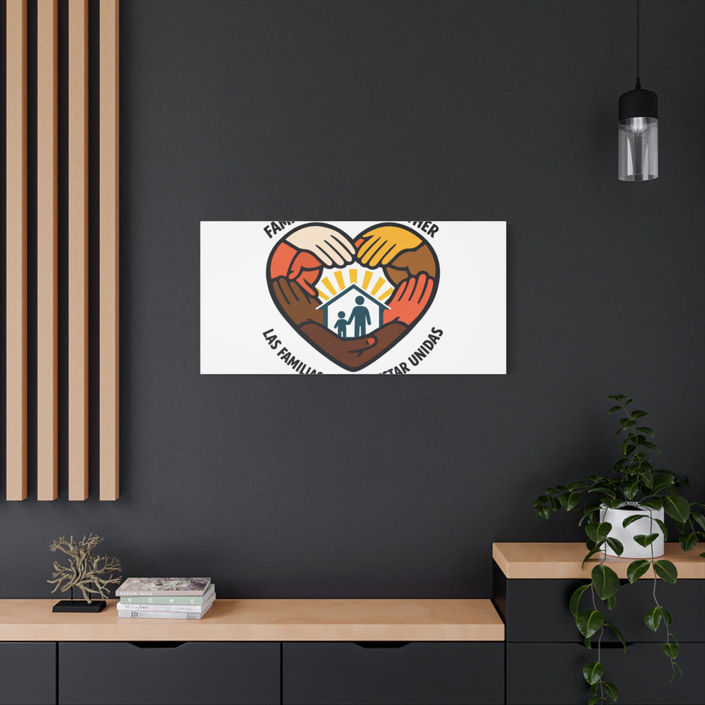 Families Belong Together Canvas, family unity solidarity, bilingual inclusive decor