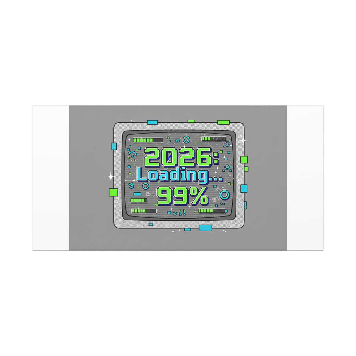 2026 Loading 99% Canvas | NYE countdown, retro system interface