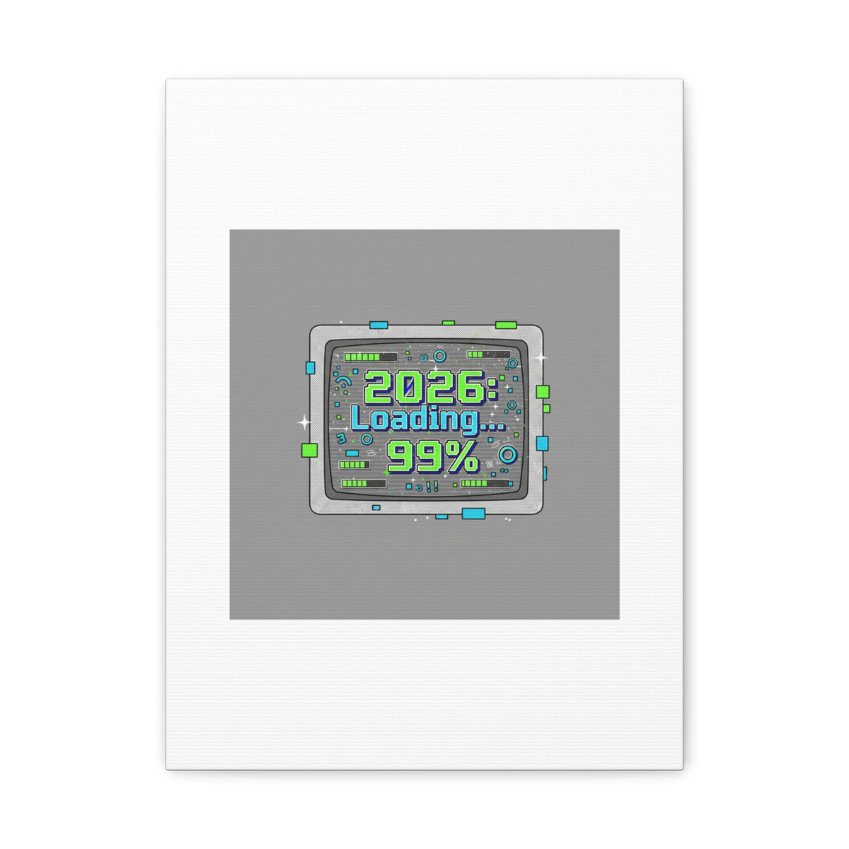 2026 Loading 99% Canvas | NYE countdown, retro system interface