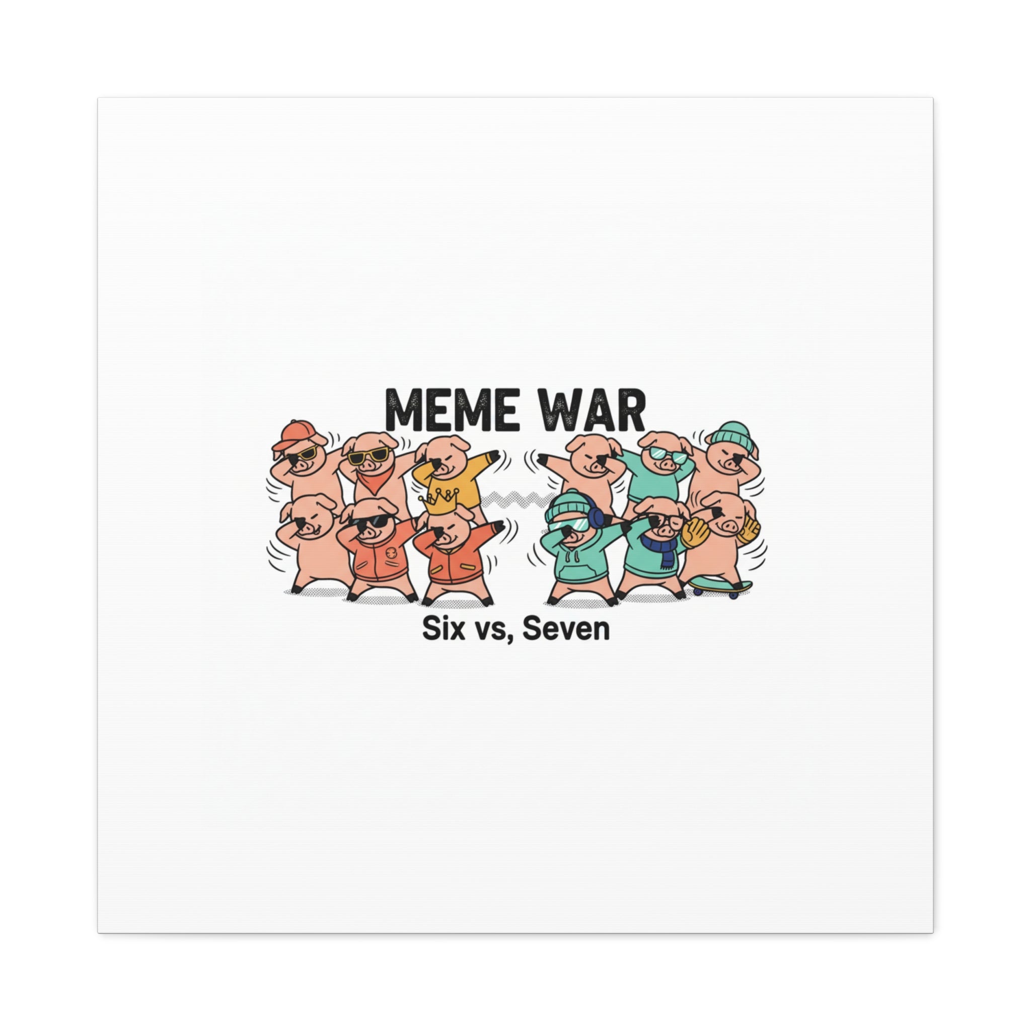 Meme War: Six vs. Seven Canvas Wall Art