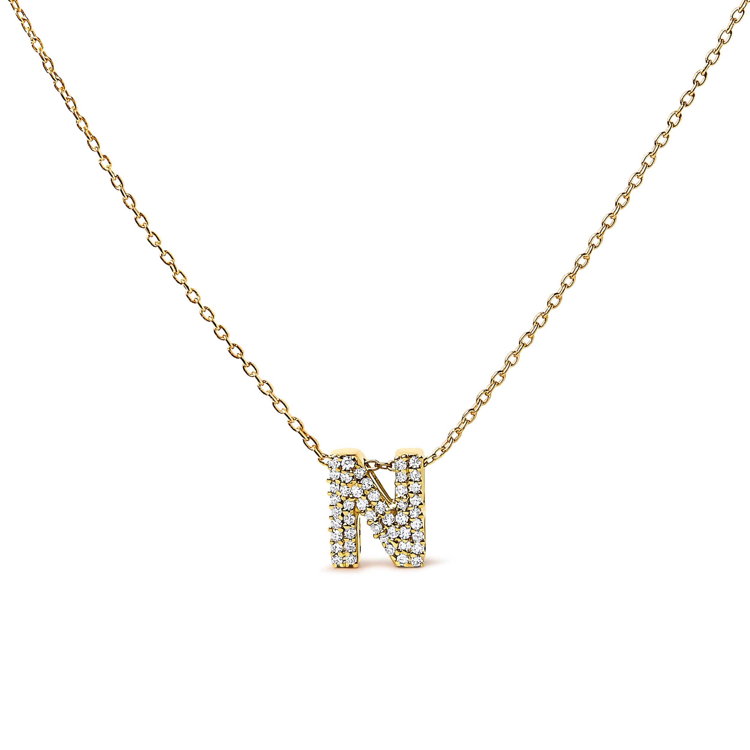10K White Gold Diamond Accent "A" Initial Bubble Pendant Necklace