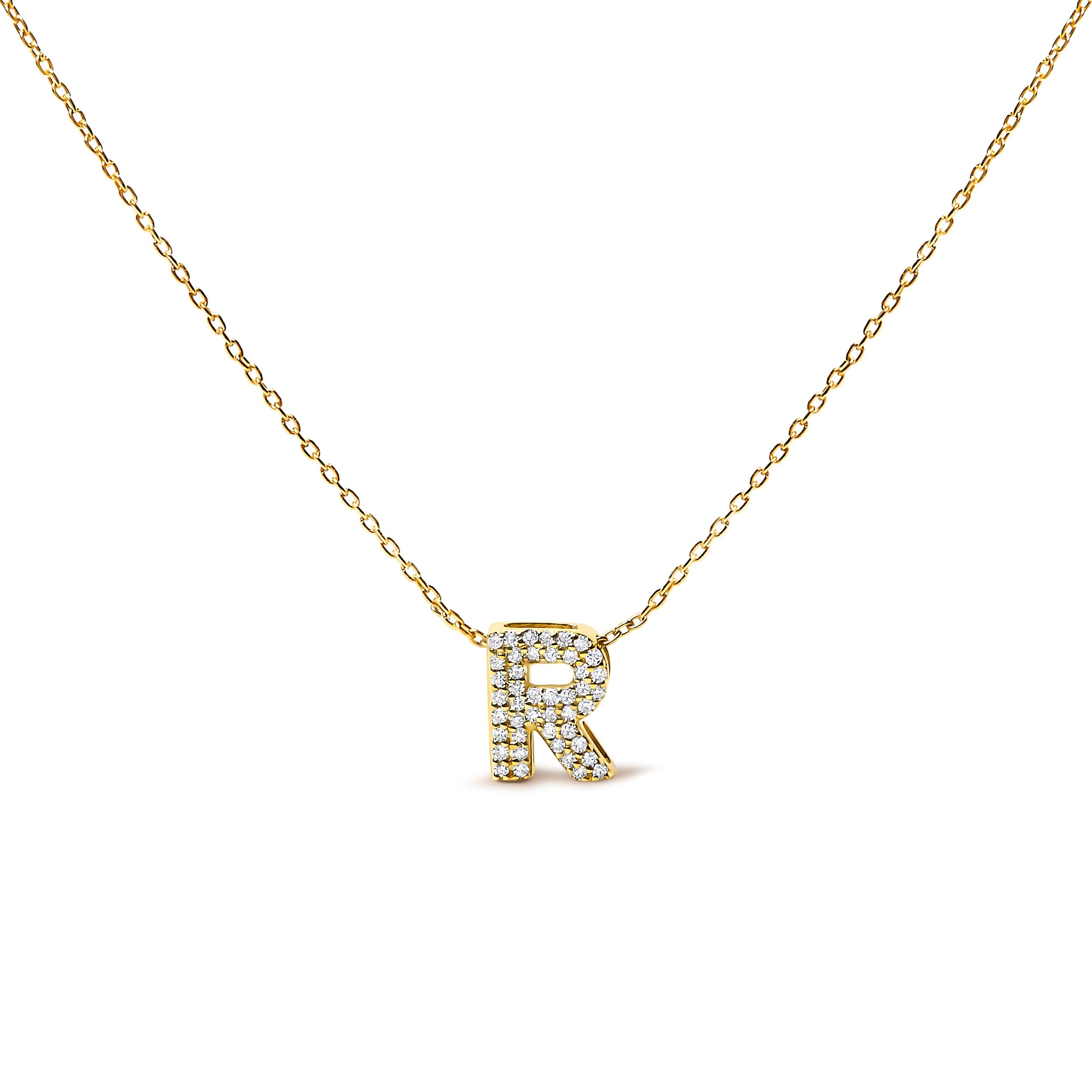 10K White Gold Diamond Accent "A" Initial Bubble Pendant Necklace