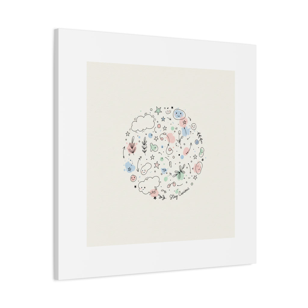 Doodle Circle Line Drawing Matte Canvas, Hand-Drawn Sketch Art