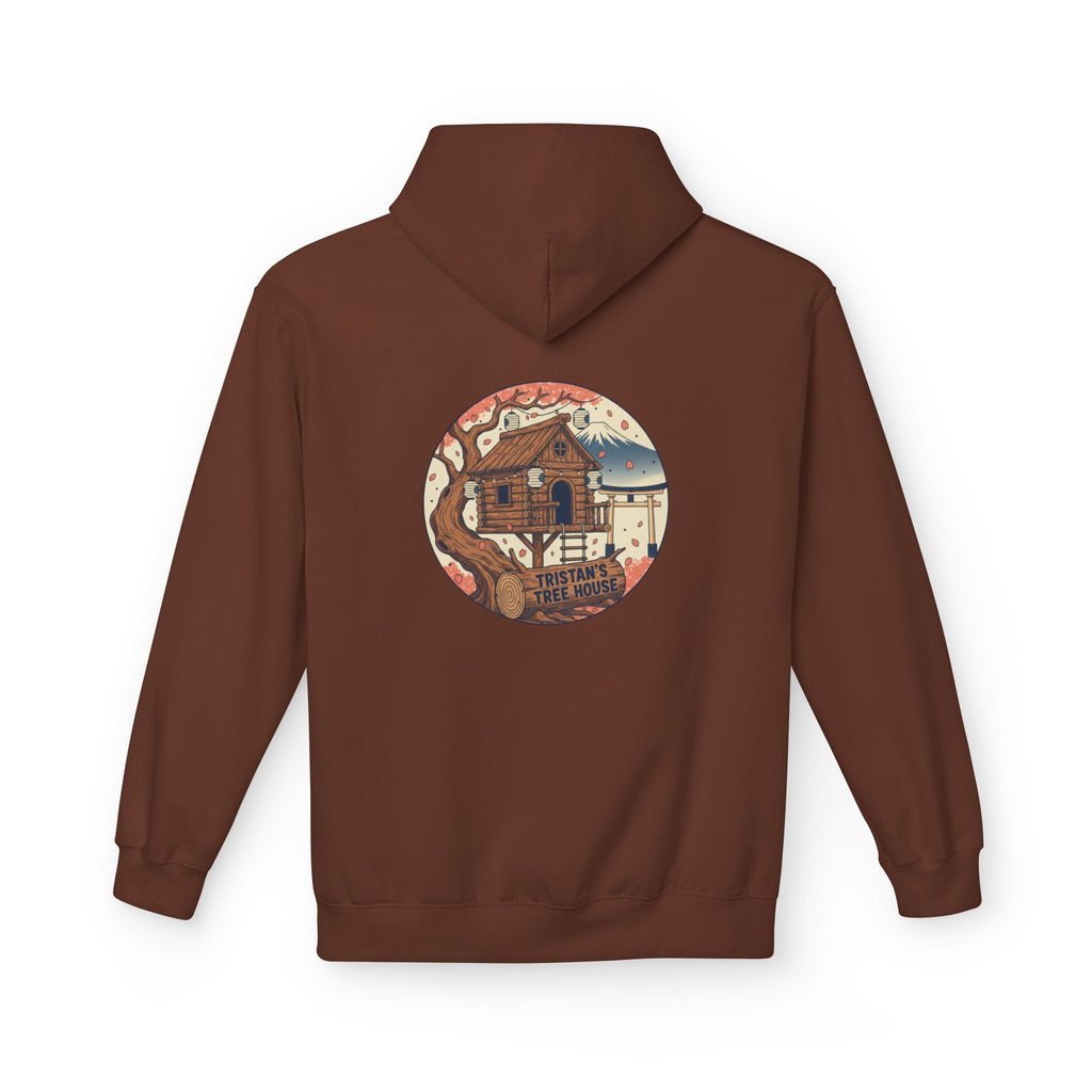 Hoodie — “Love is a Universal Language” Cozy Retro Cabin Graphic Hoodie