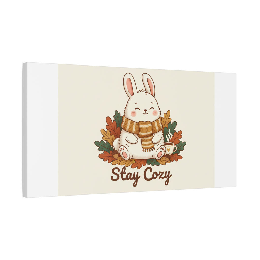 Cozy Bunny Illustration Canvas | Cute Critter Winter Forest Art