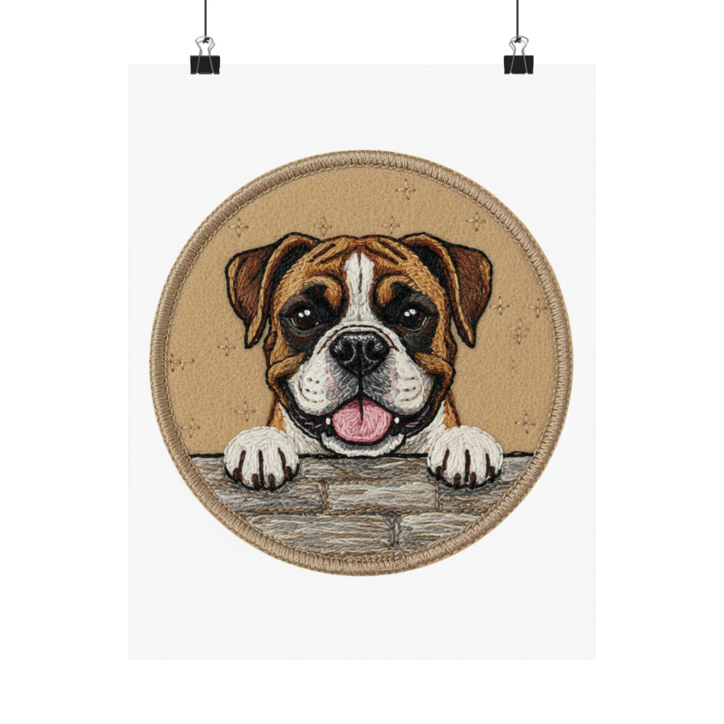 Boxer Dog Satin Poster — Cute Smiling Pup Wall Art