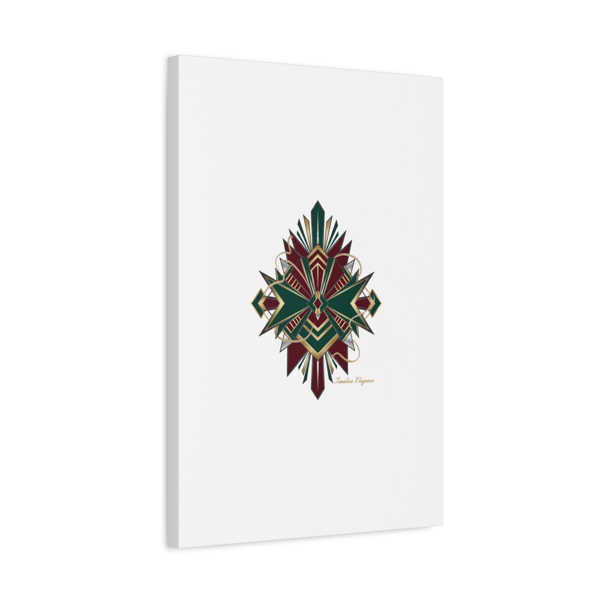 Art Deco geometric brass print Canvas | Neo-Deco chrome & gold fan motif