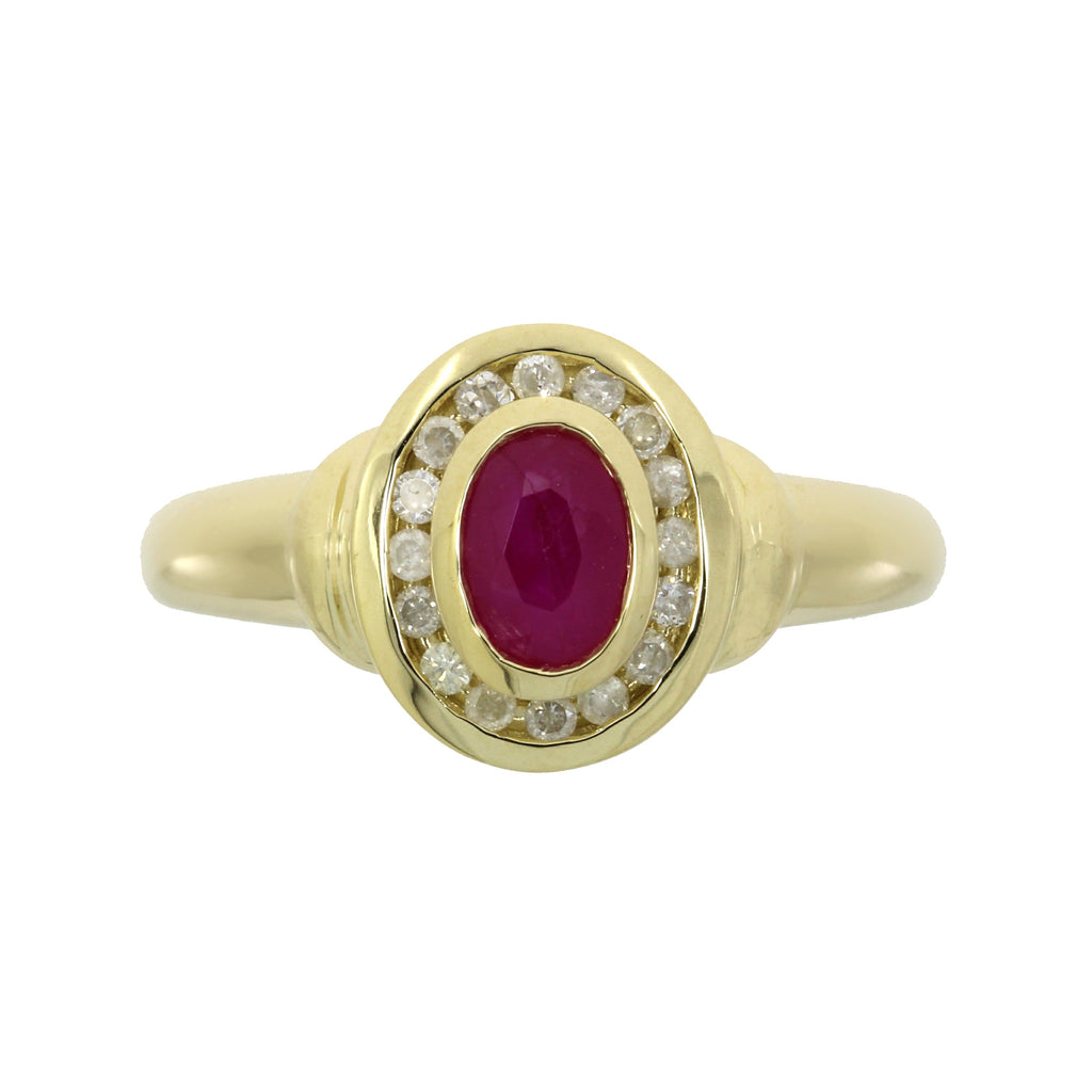 Natural .70ct Ruby Diamond Ring 10KT Yellow Gold