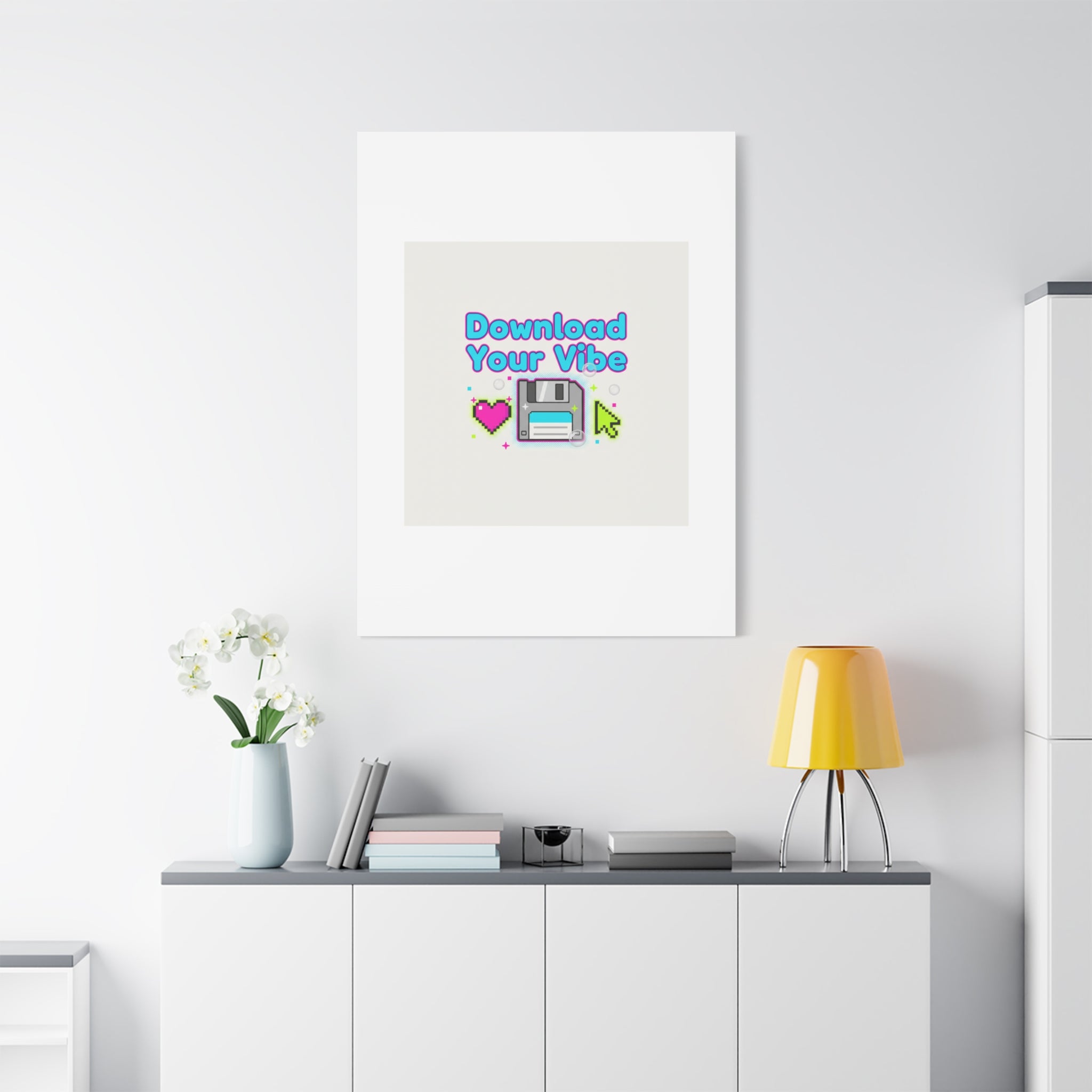 Download Your Vibe Canvas | Y2K Retro Tech, Pixel Floppy Disk Poster