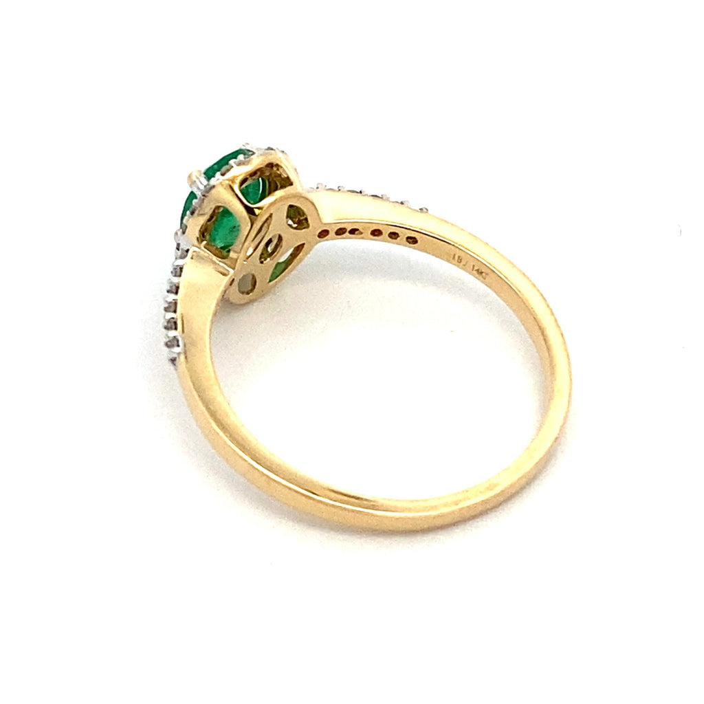 Genuine .74ct Emerald Diamond Ring 14KT Yellow Gold
