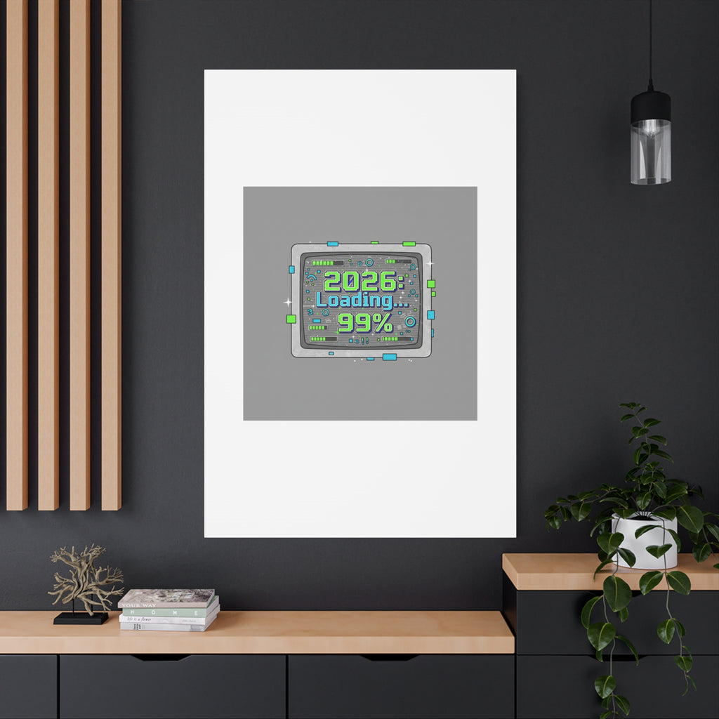 2026 Loading 99% Canvas | NYE countdown, retro system interface