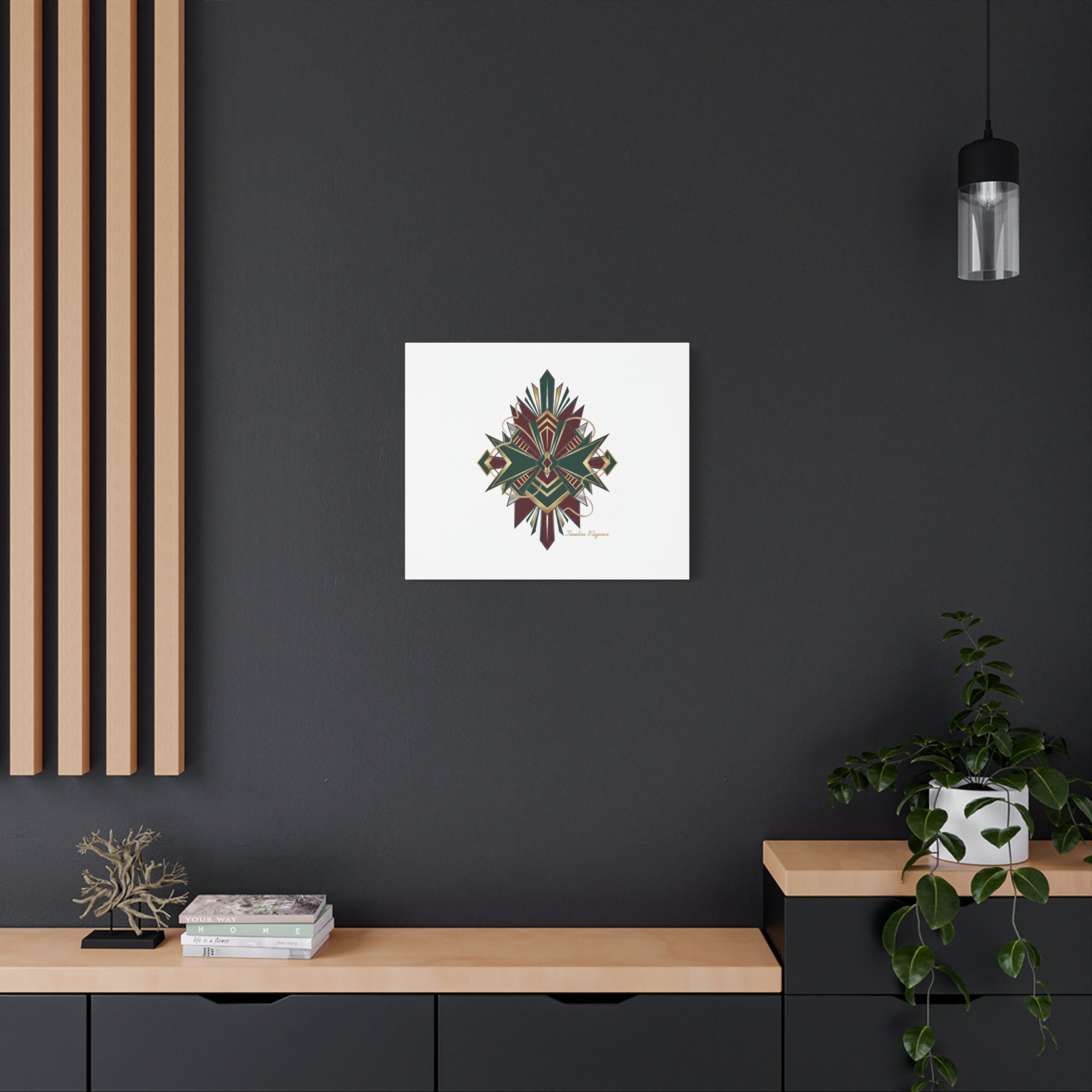 Art Deco geometric brass print Canvas | Neo-Deco chrome & gold fan motif