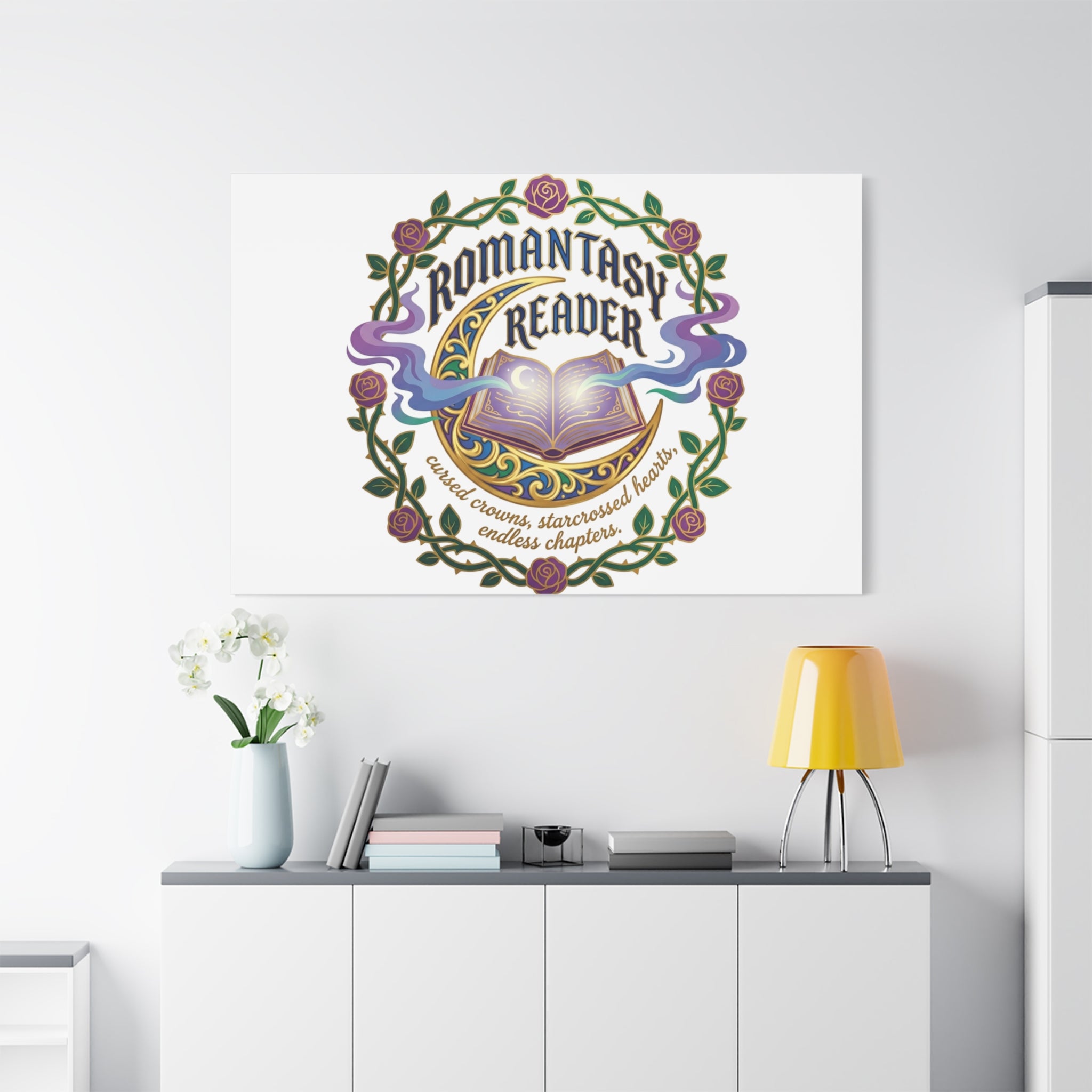 Romantasy Reader Canvas Print | enchanted bookish celestial gothic