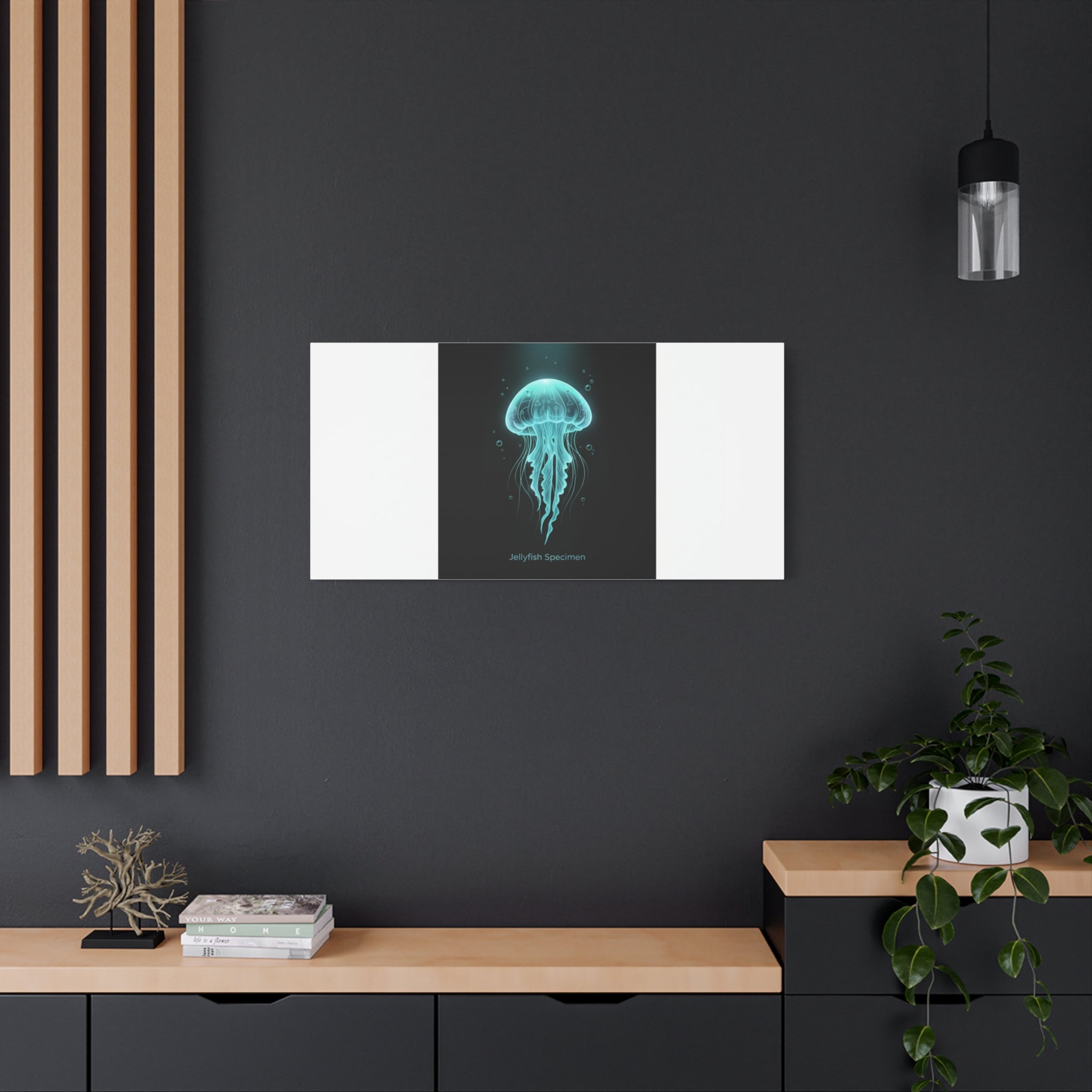 Bioluminescent Jellyfish Art Canvas | Deep Sea Aesthetic, Neon Glow