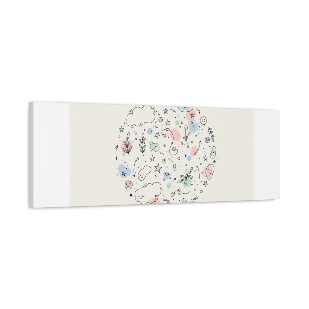 Doodle Circle Line Drawing Matte Canvas, Hand-Drawn Sketch Art