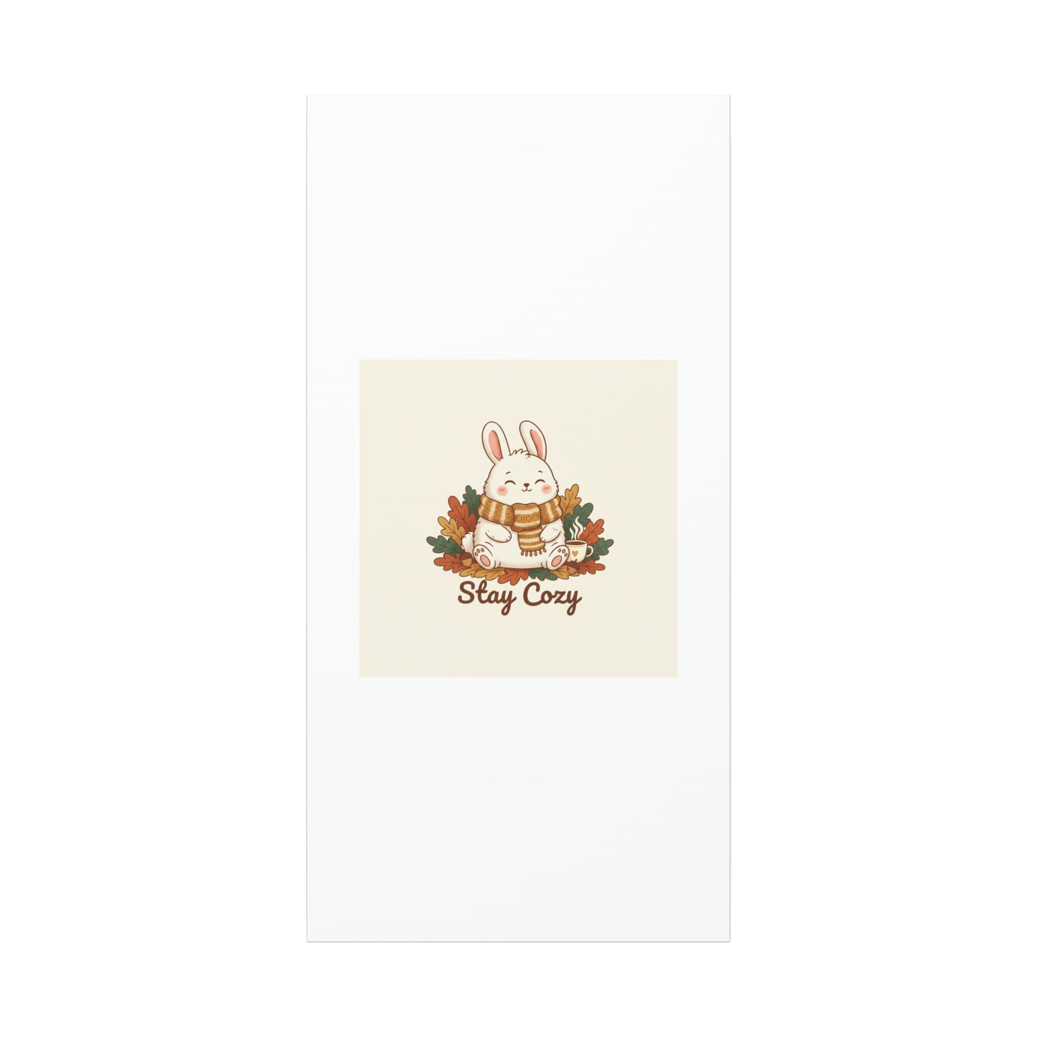 Cozy Bunny Illustration Canvas | Cute Critter Winter Forest Art