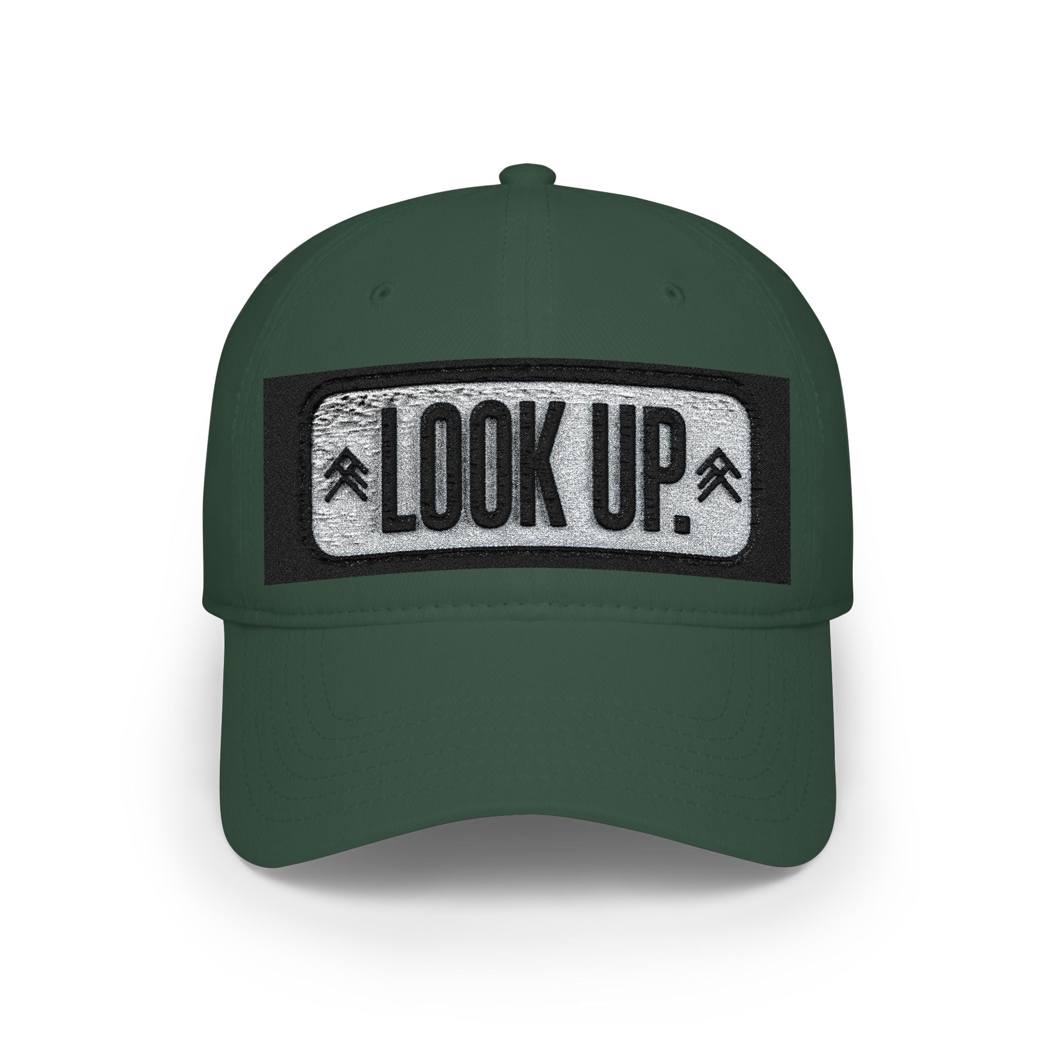 LOOK UP Patch Baseball Cap — Motivational Low-Profile Red Hat