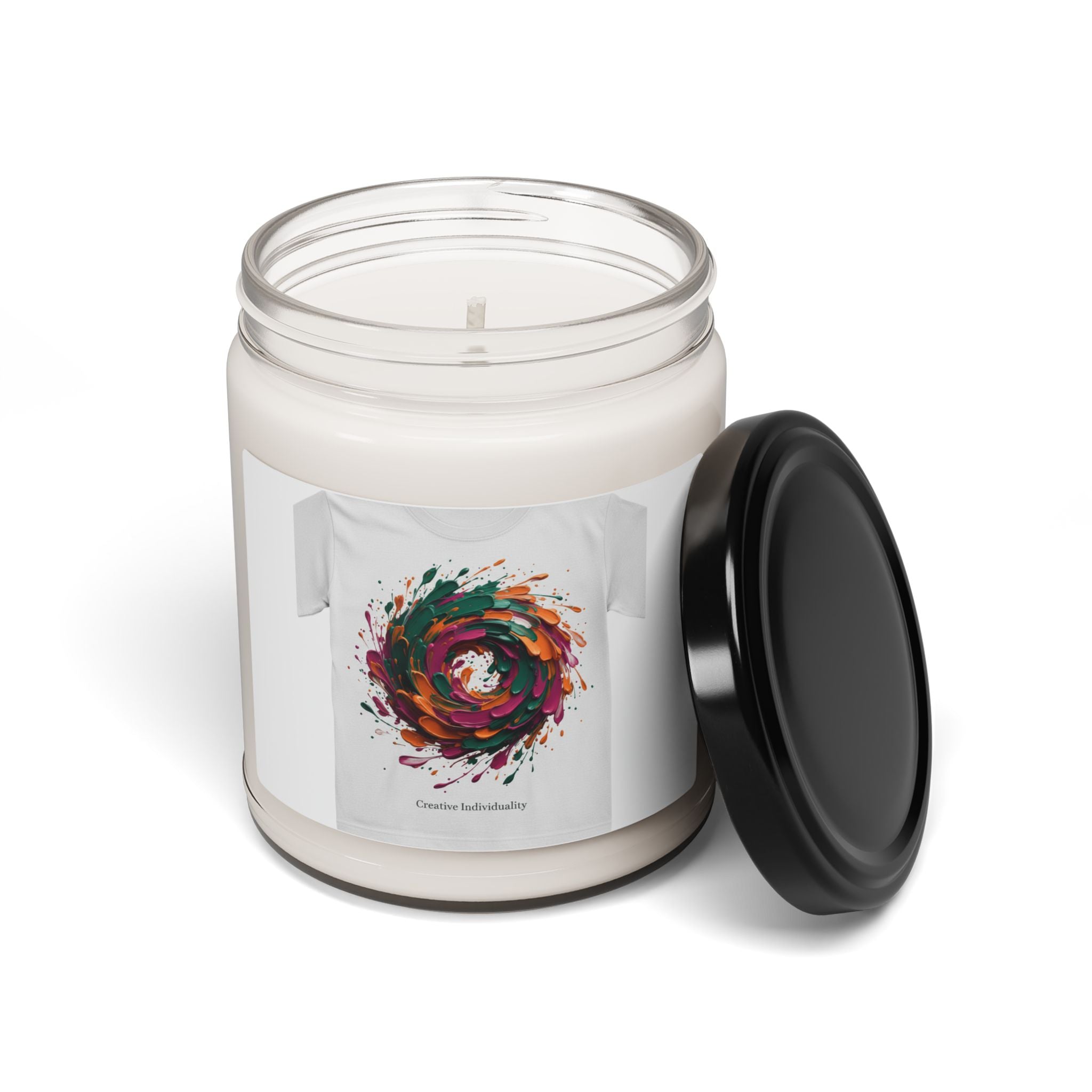 Painterly Abstract Floral Candle | Scented Soy 9oz, Artsy Brushstroke Jar