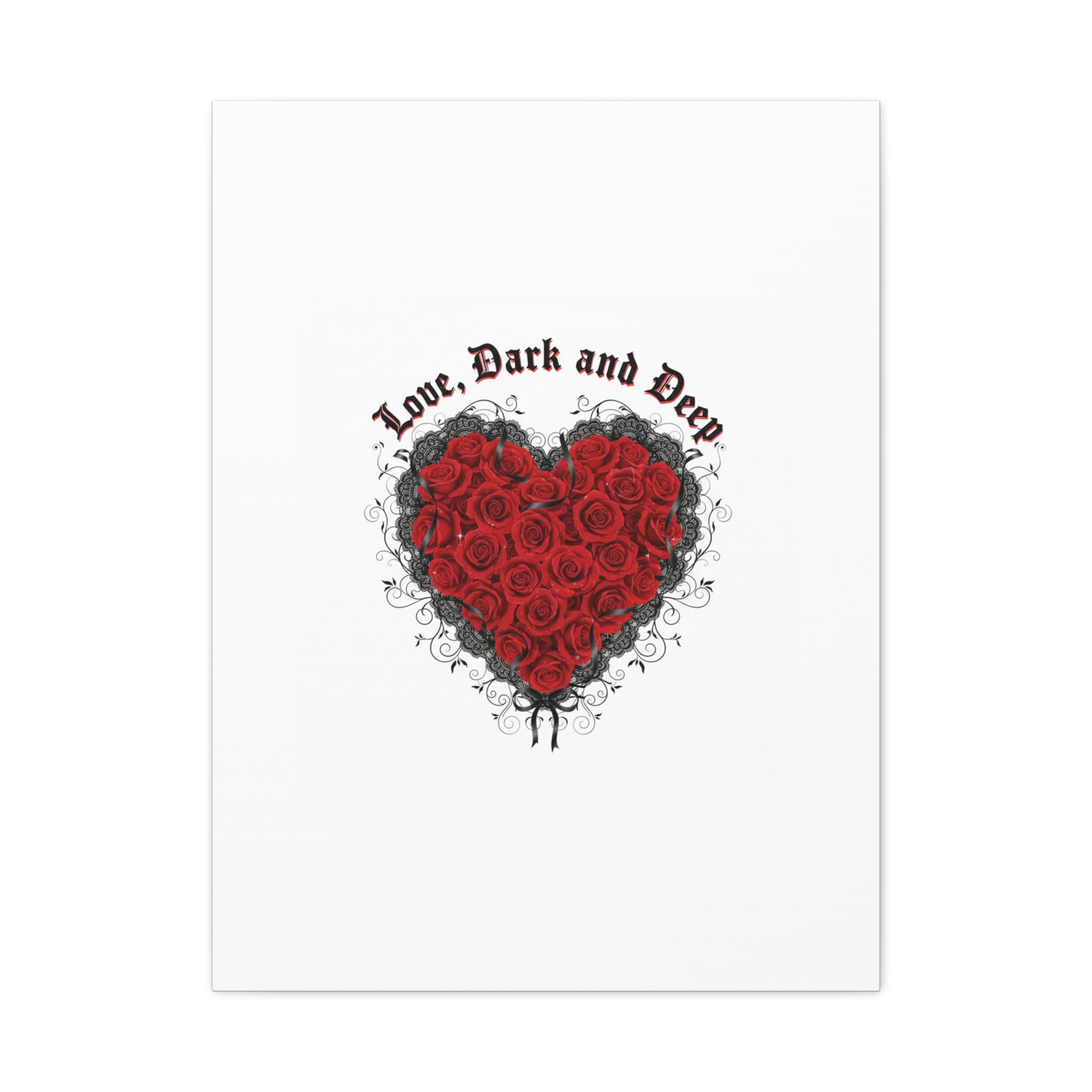 Love Dark and Deep Heart Canvas, Nu Romantic Gothic Romance, 80s Nostalgia