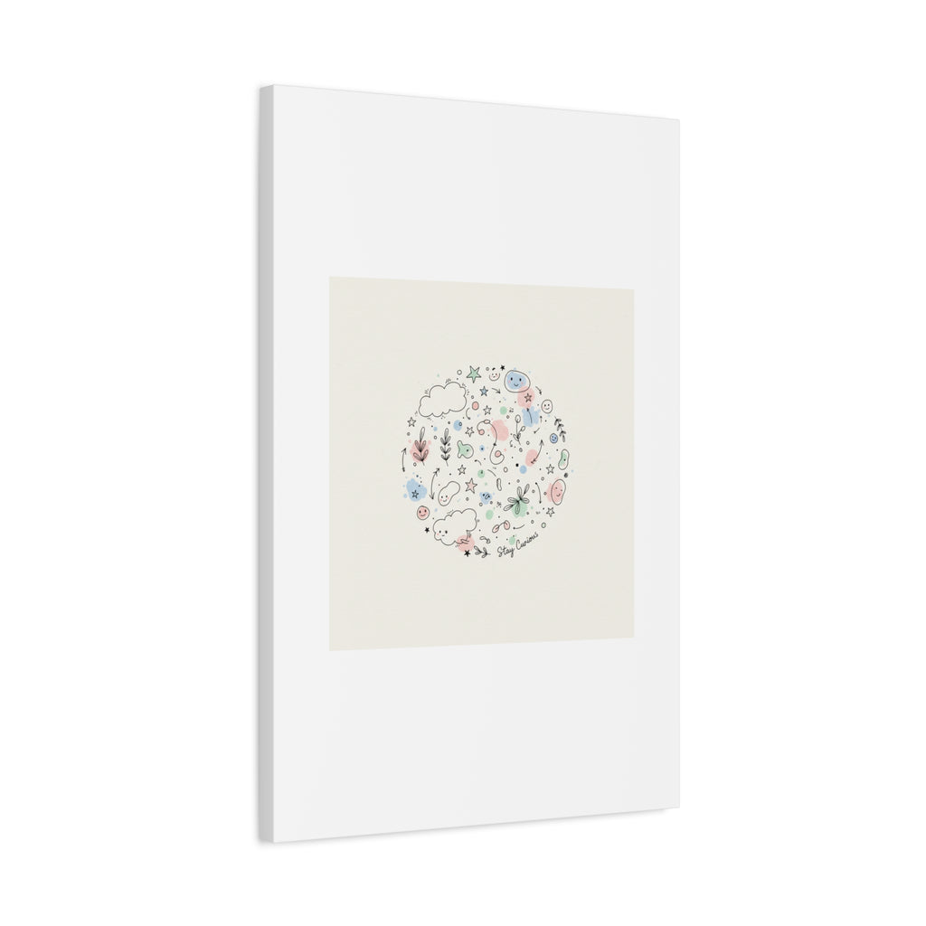 Doodle Circle Line Drawing Matte Canvas, Hand-Drawn Sketch Art