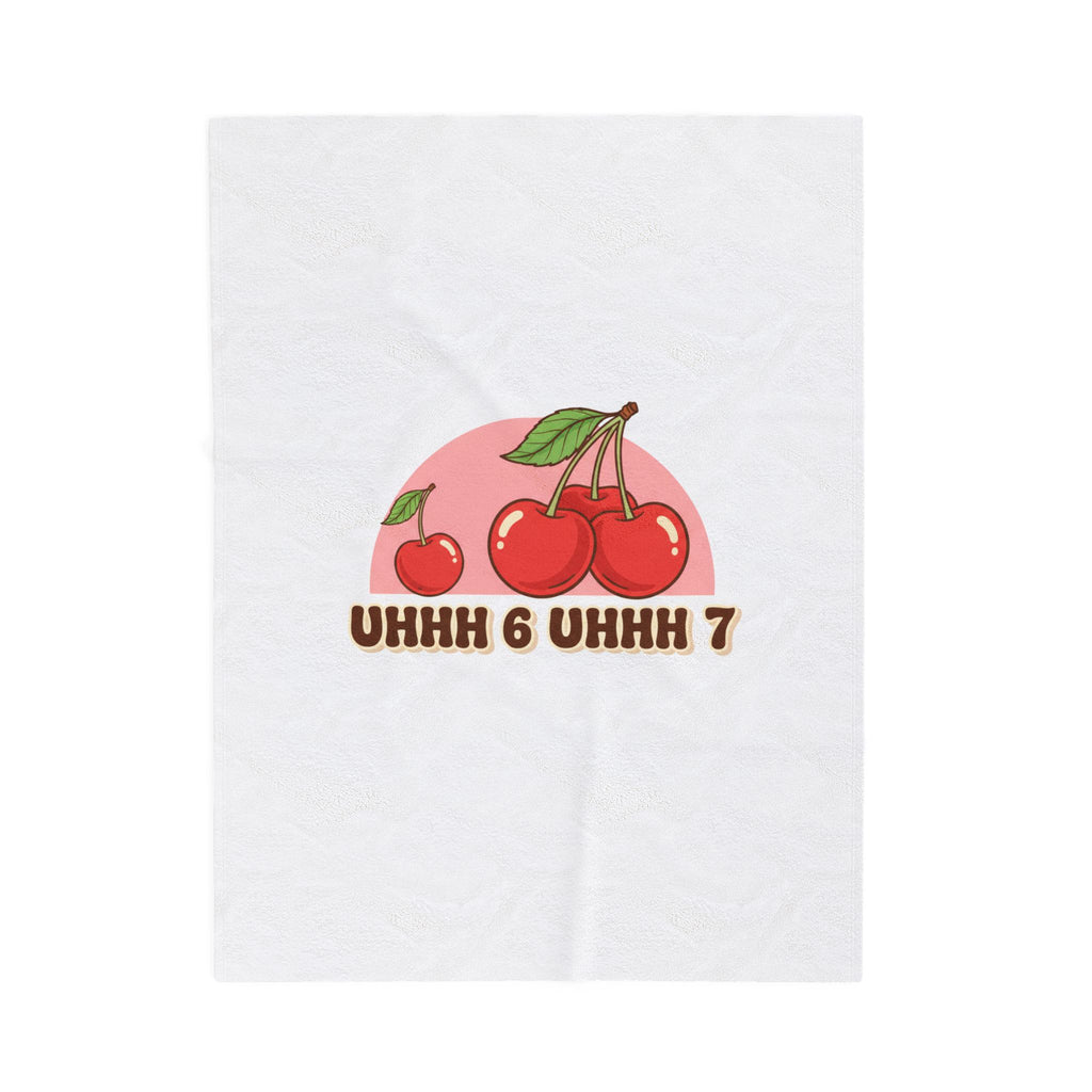 6 7 Cherry Retro Graphic Blanket | Kawaii Fruit Print