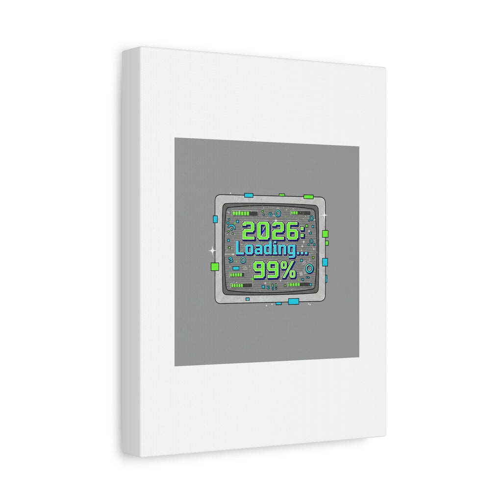 2026 Loading 99% Canvas | NYE countdown, retro system interface