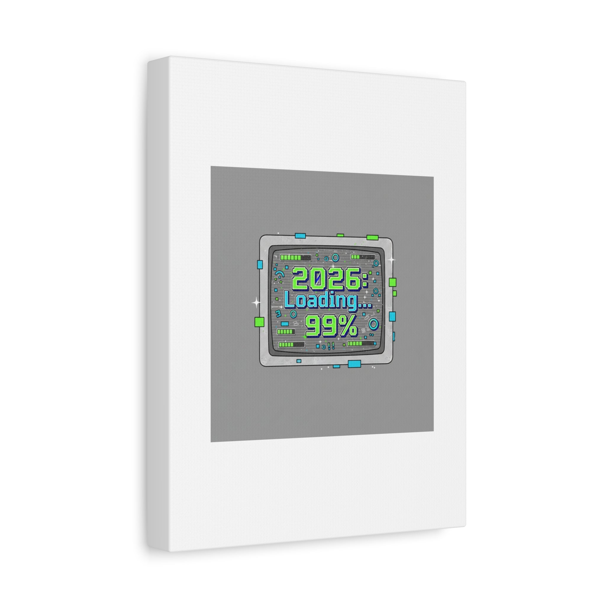 2026 Loading 99% Canvas | NYE countdown, retro system interface