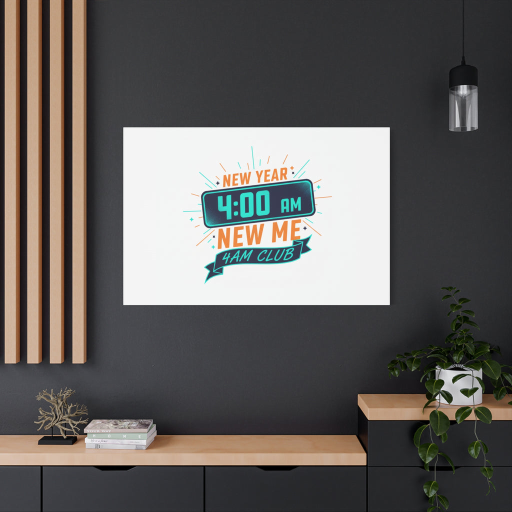 4AM Club New Year Graphic Canvas | Holiday Party Novelty, Festive New Year Decor
