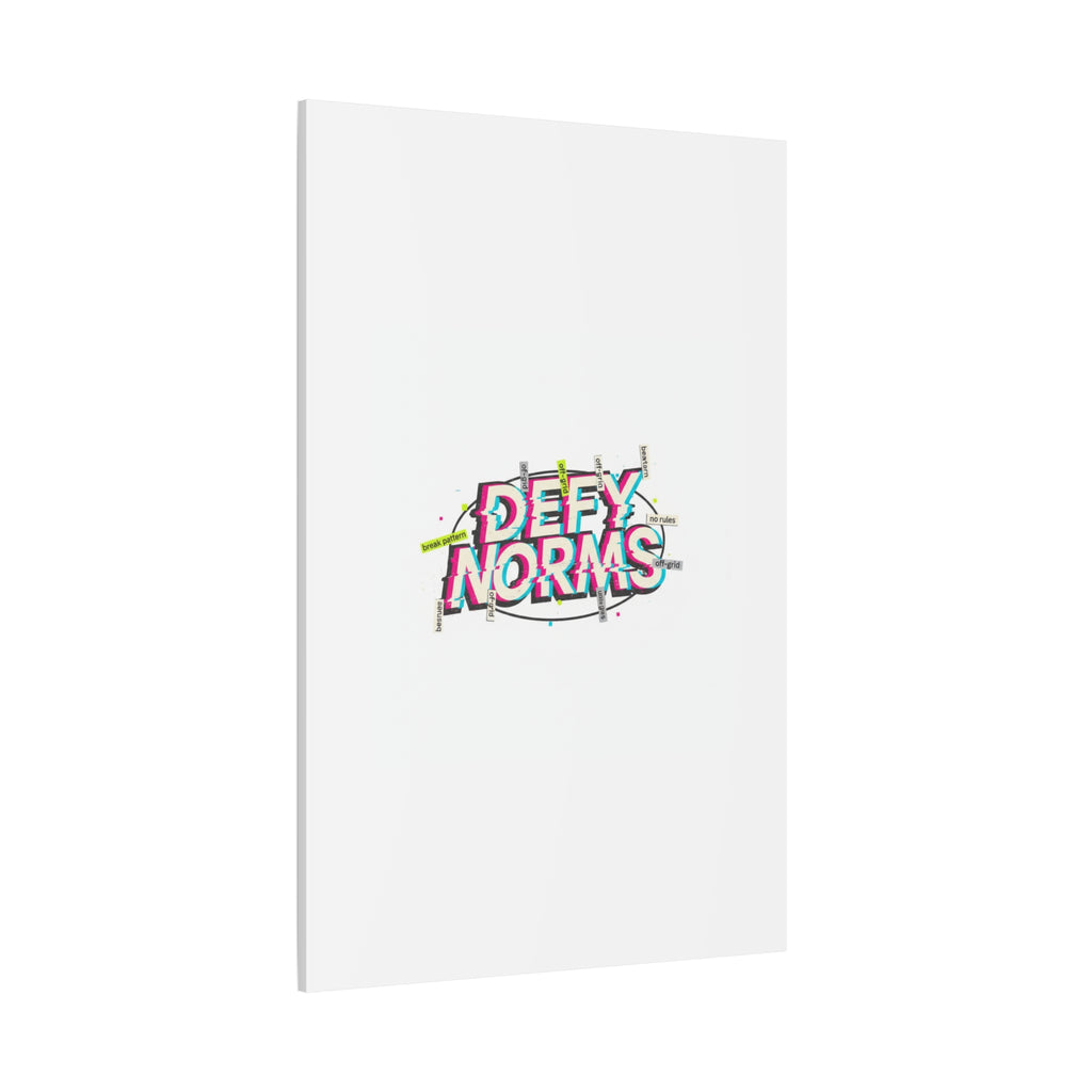 Defy Norms Canvas, Anti-Aesthetic Glitch Typography, Brutalist Poster Style