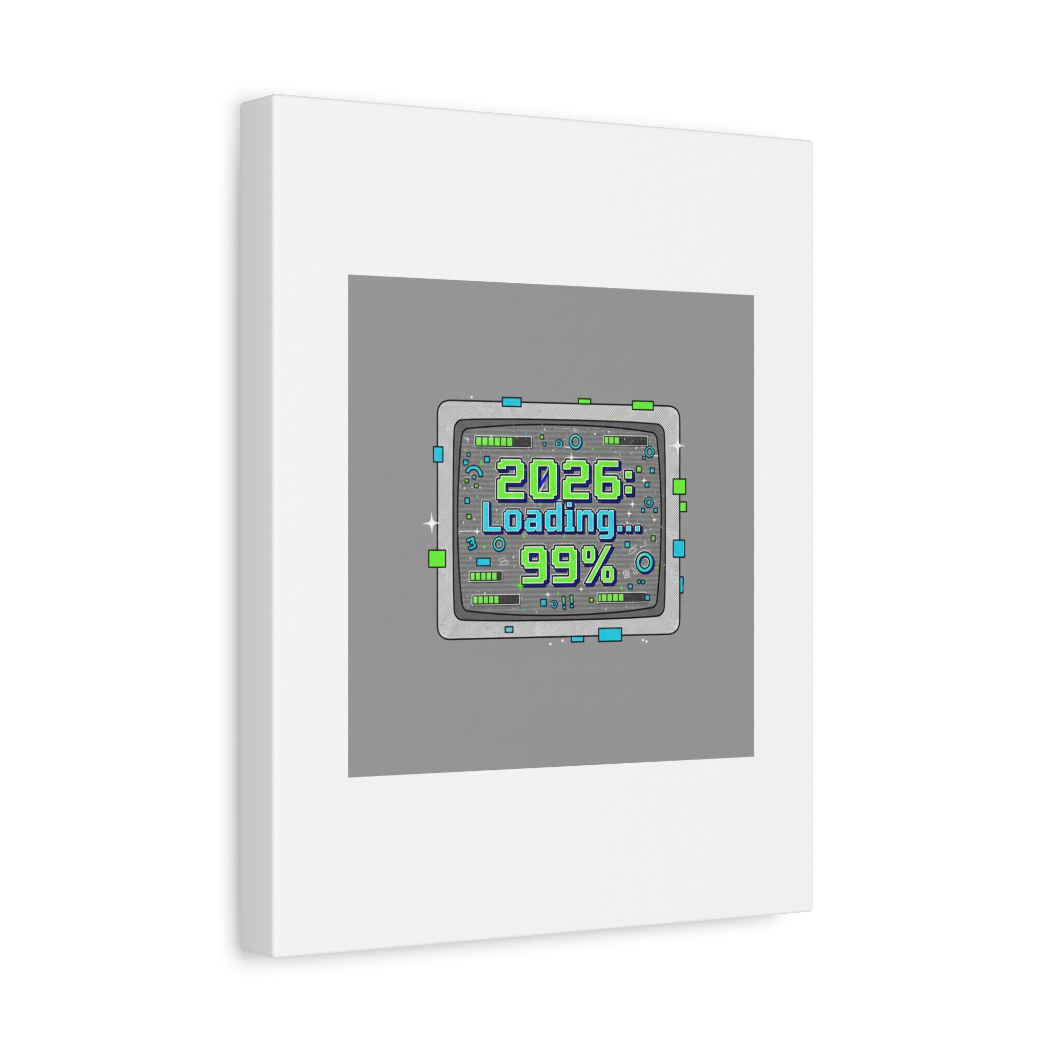 2026 Loading 99% Canvas | NYE countdown, retro system interface