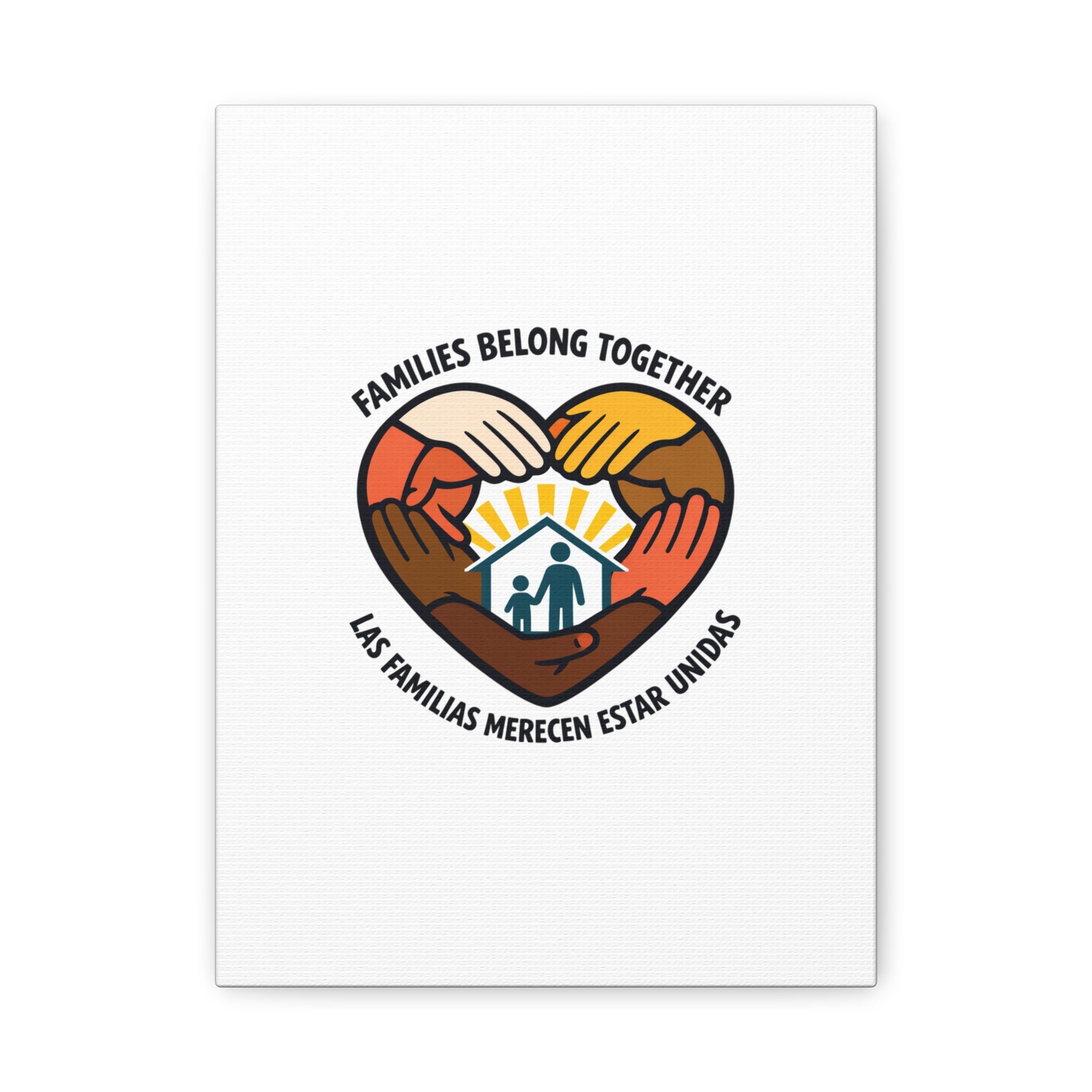 Families Belong Together Canvas, family unity solidarity, bilingual inclusive decor