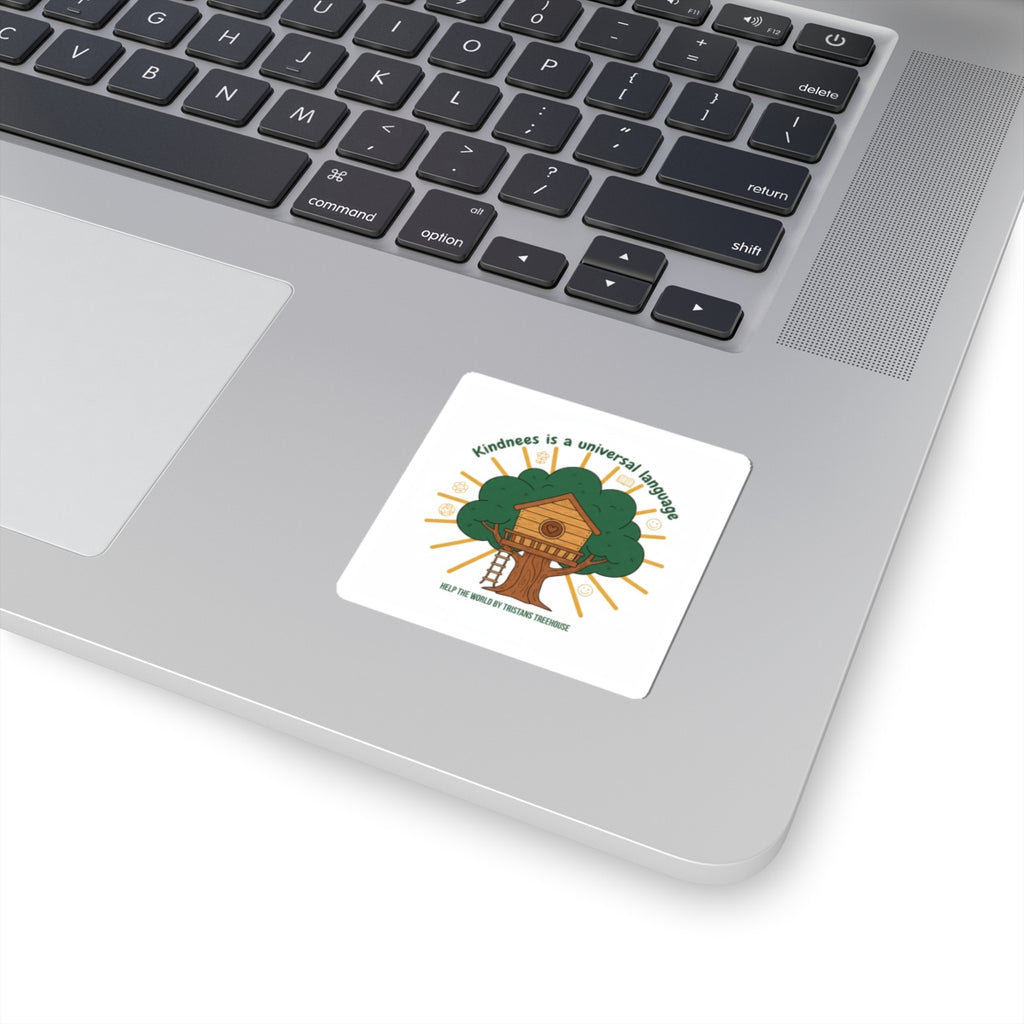 Kindness Is a Universal Language Sticker | Eco Humor, Treehouse Illustration